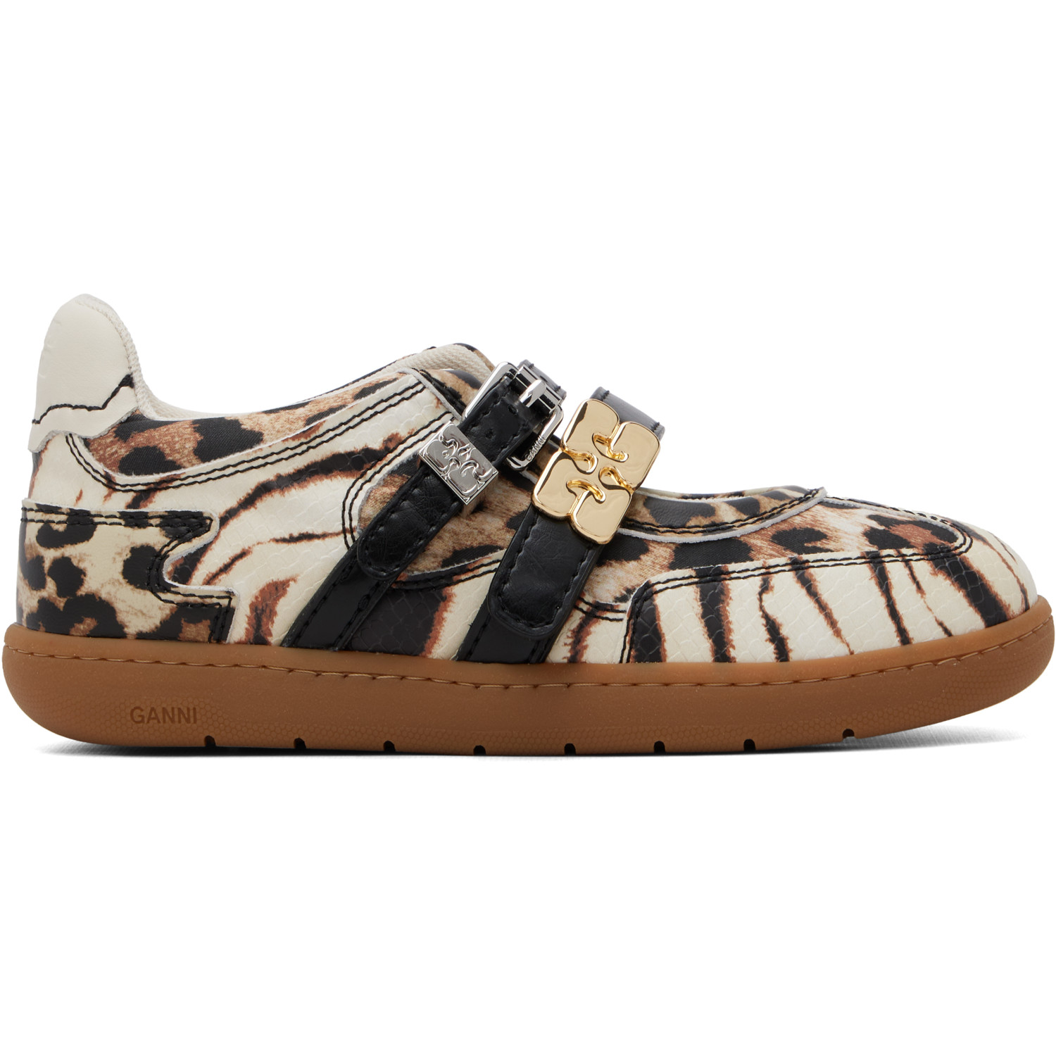 GANNI Off-White Sue Double Strap Sneakers