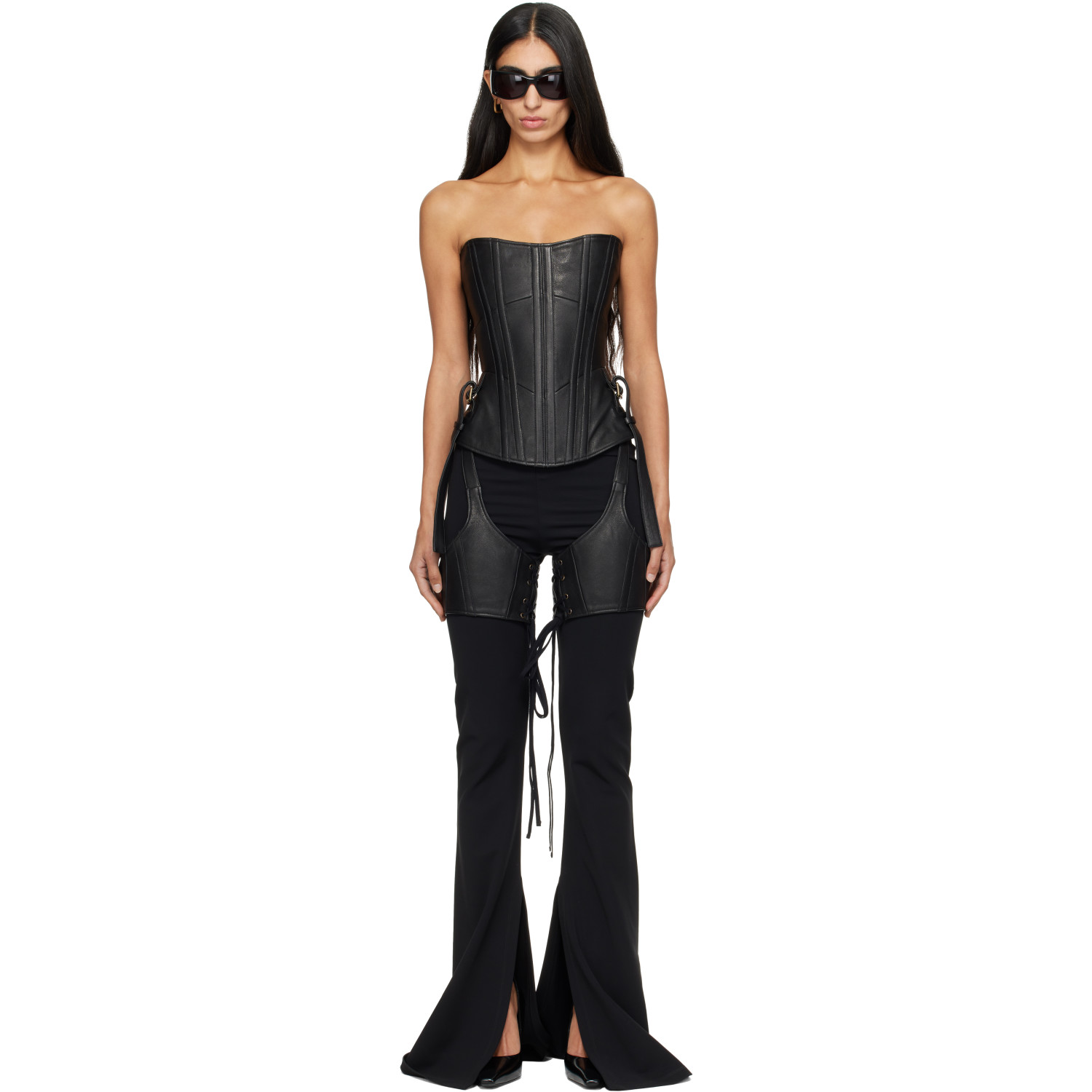 Knwls Black Veil Leather Chaps & Corset
