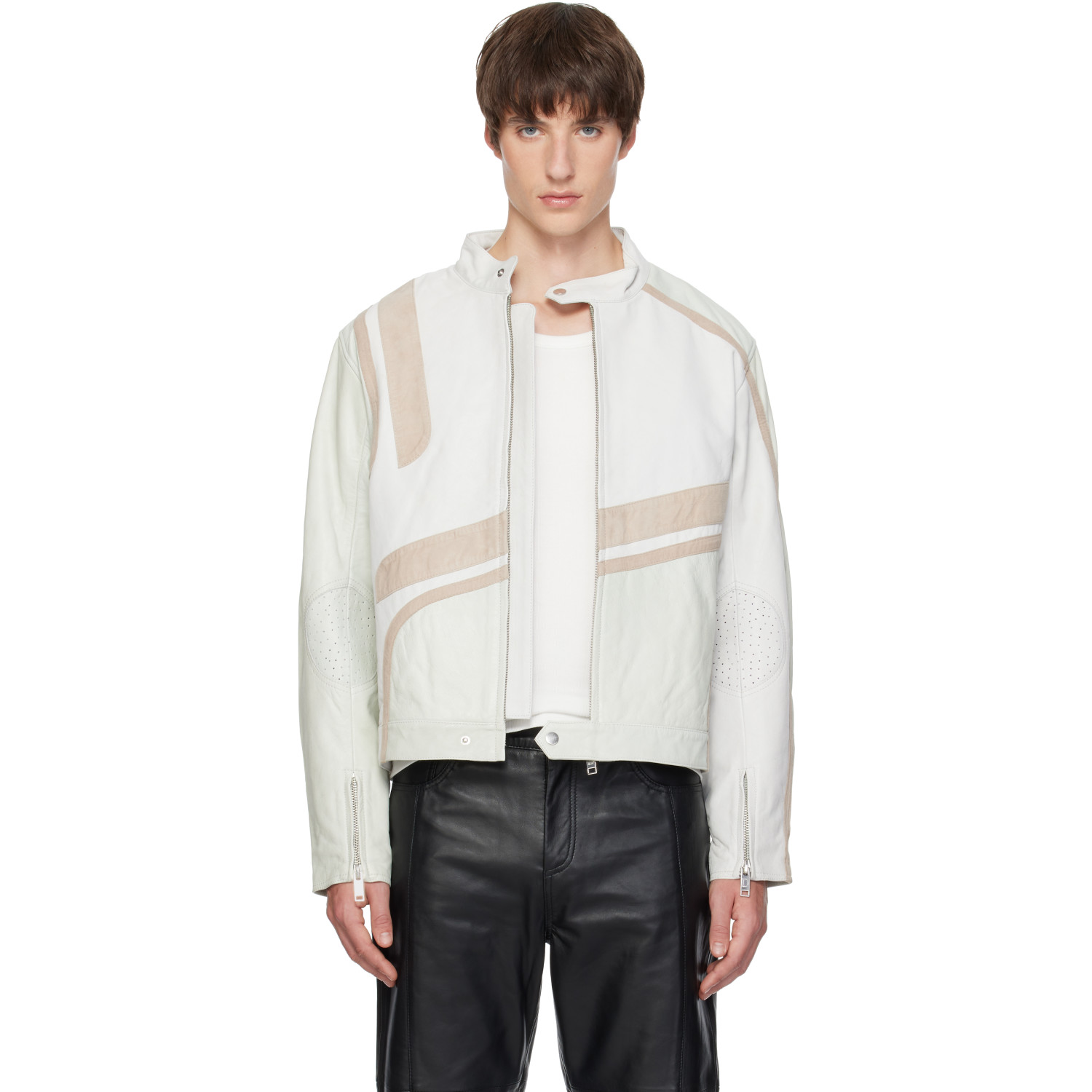 Deadwood Off-White Hiro Leather Moto Jacket