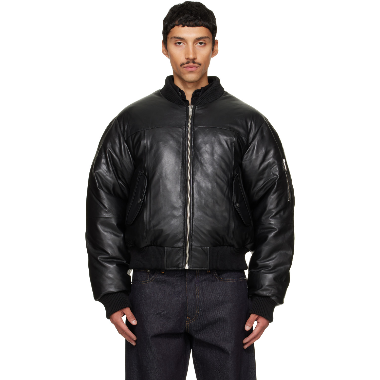 Deadwood Black Bofinger Oversized Padded Leather Jacket