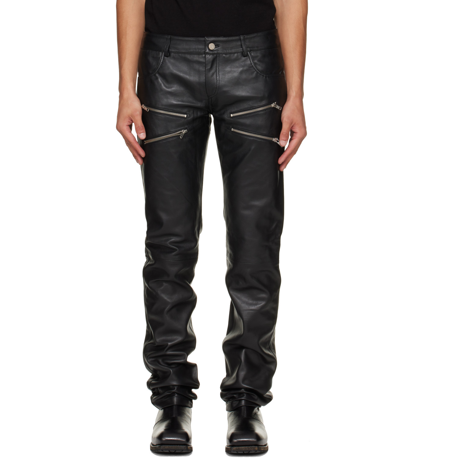 Deadwood Black Ricki Slim Leather Pants