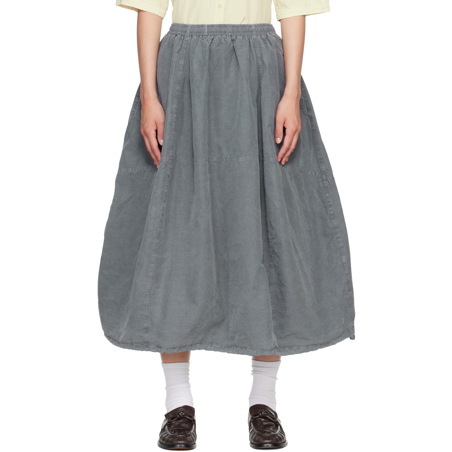 YMC Gray Parachute Midi Skirt