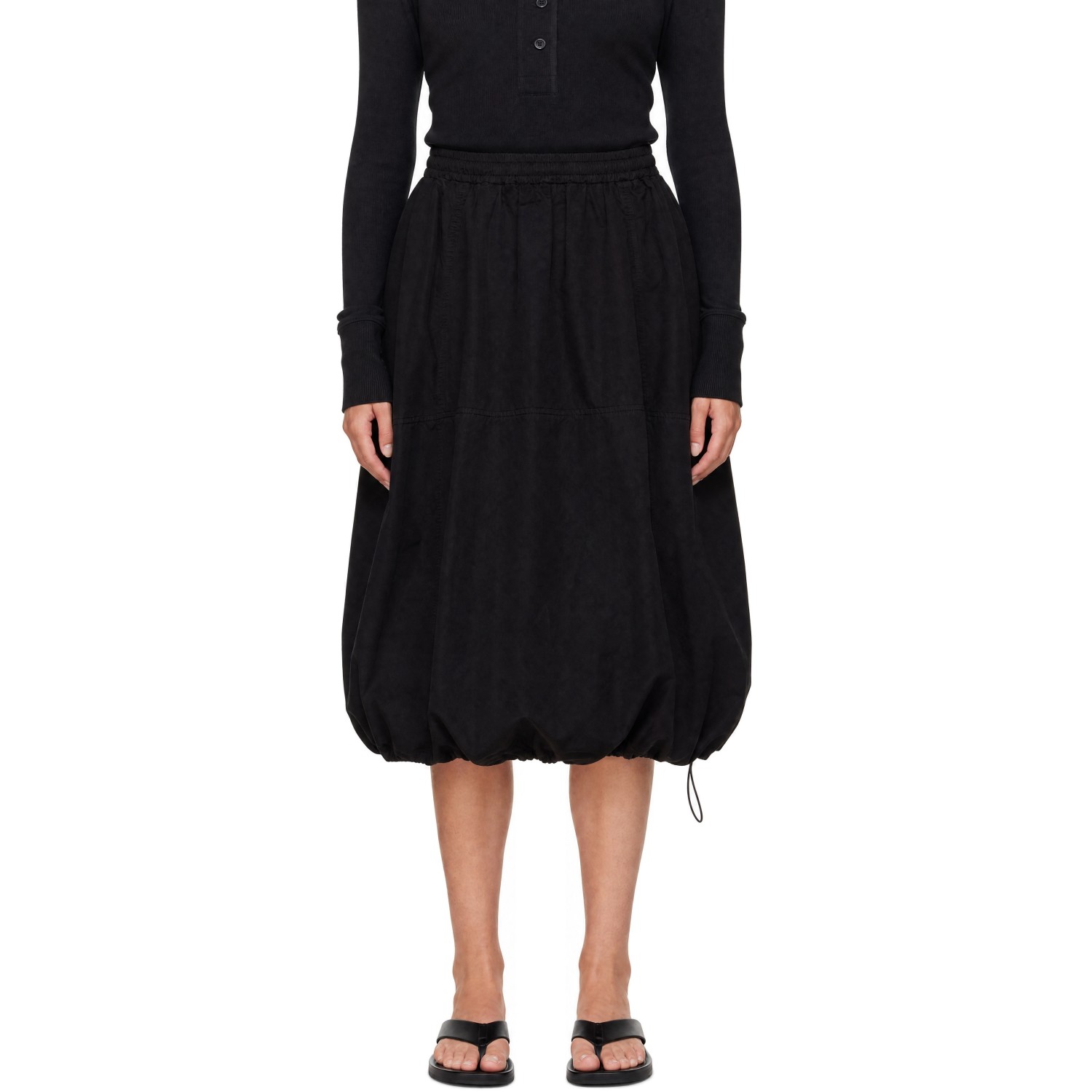 YMC Black Parachute Midi Skirt
