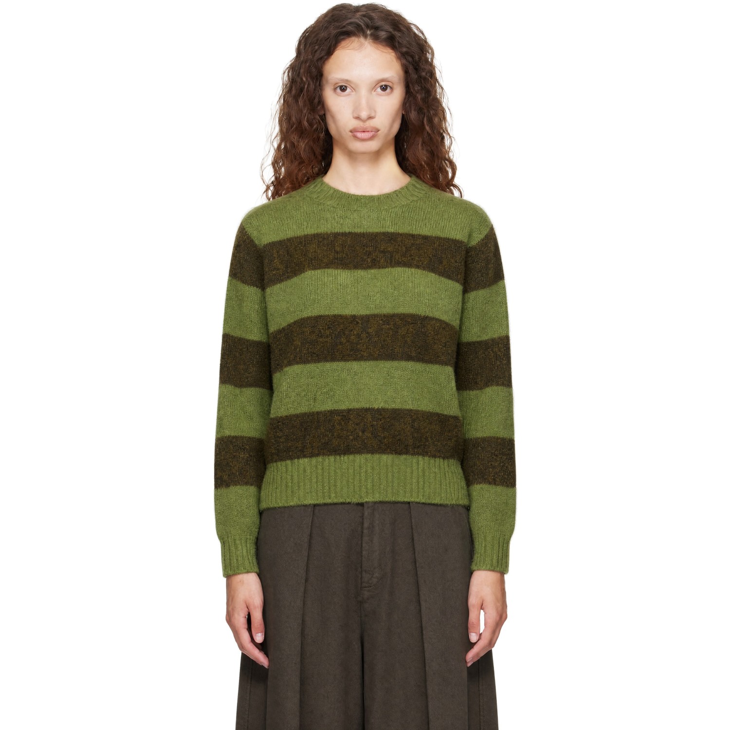 YMC Green Jets Stripe Sweater