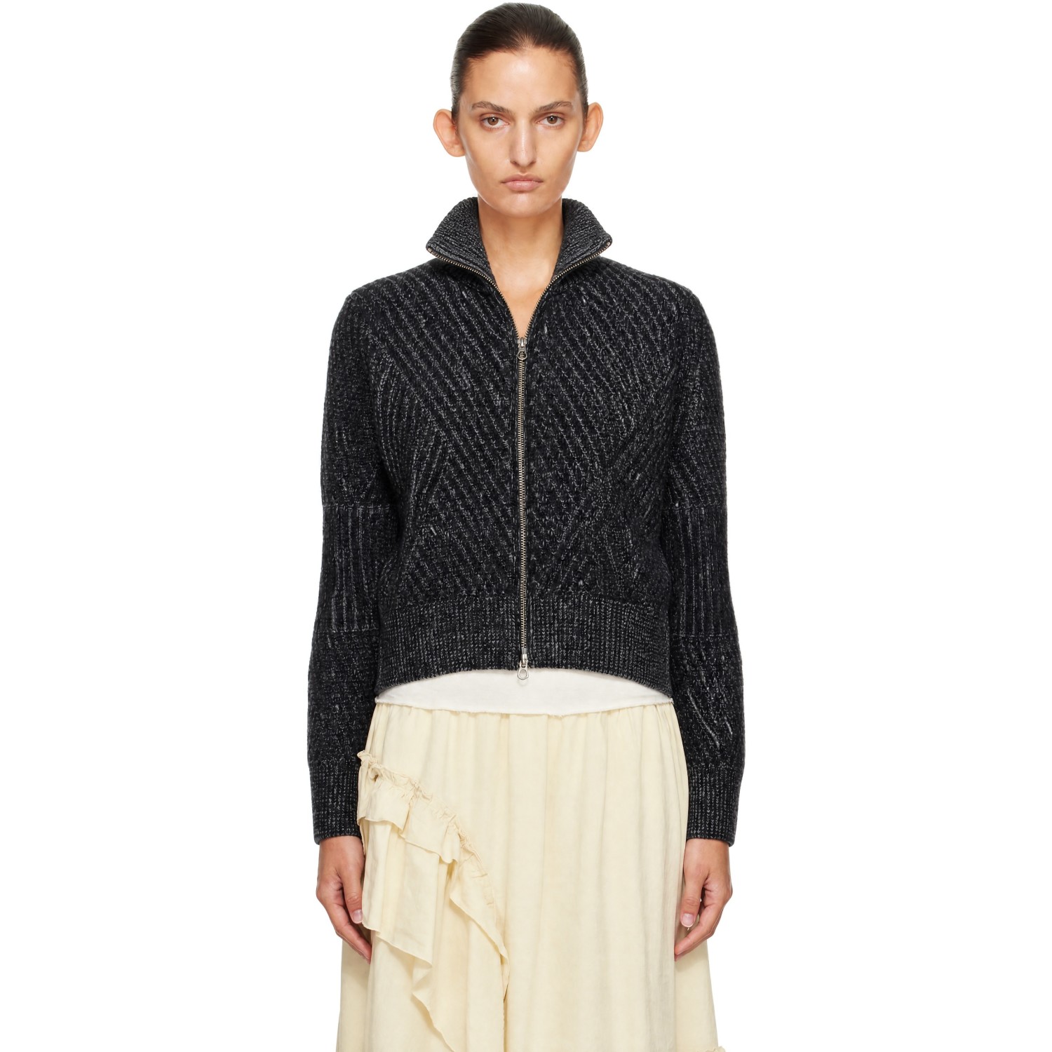YMC Black & Gray Nova Zip Cardigan