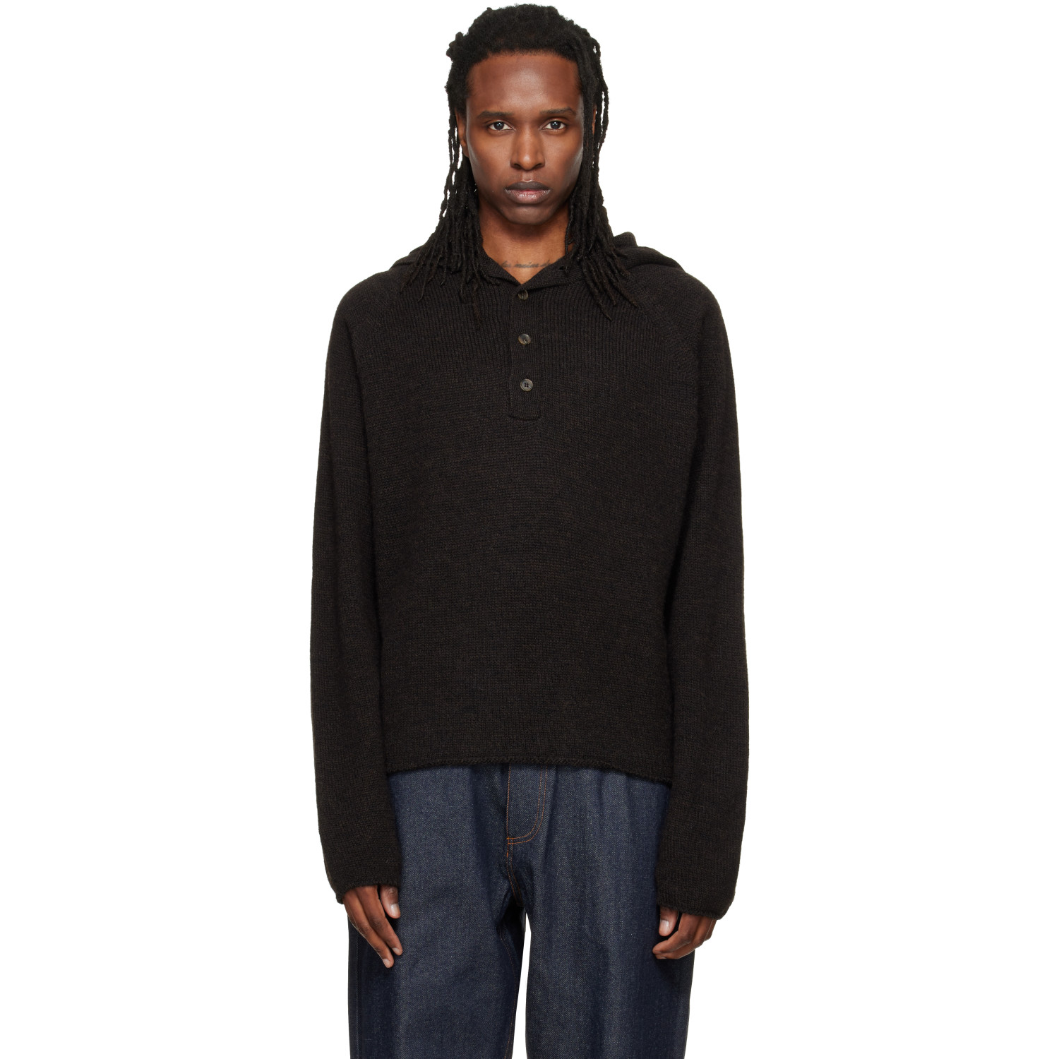 YMC Brown Runaway Neck Sweater