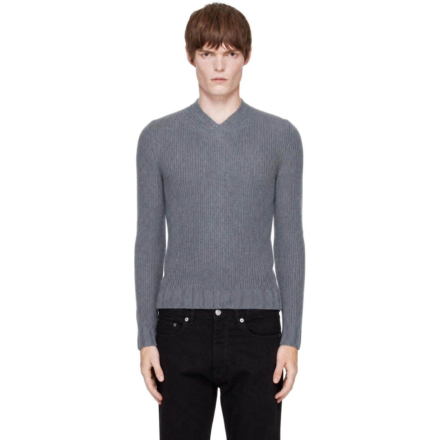 Carter Young Gray Wool Lounger V-Neck Sweater