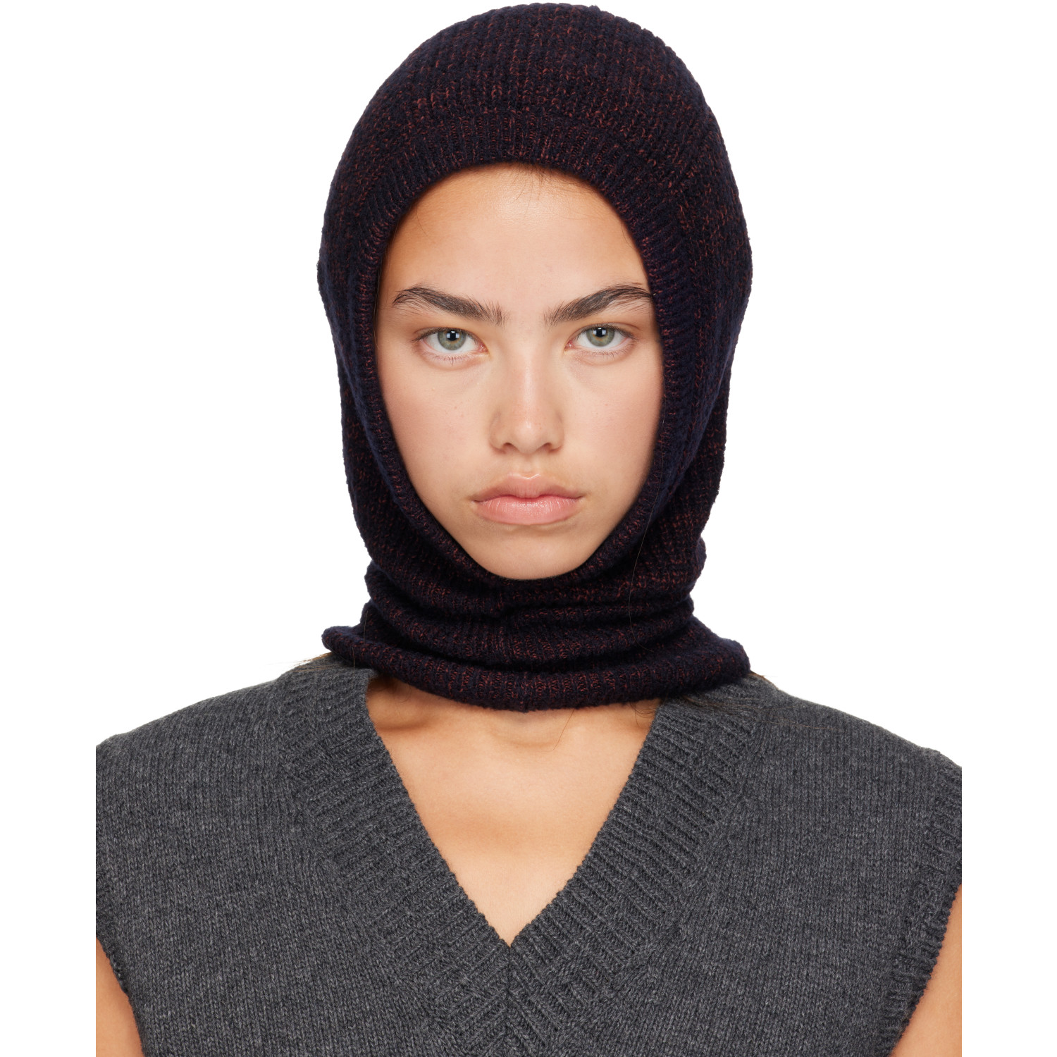 Maison Margiela Burgundy Wool Cotton Balaclava
