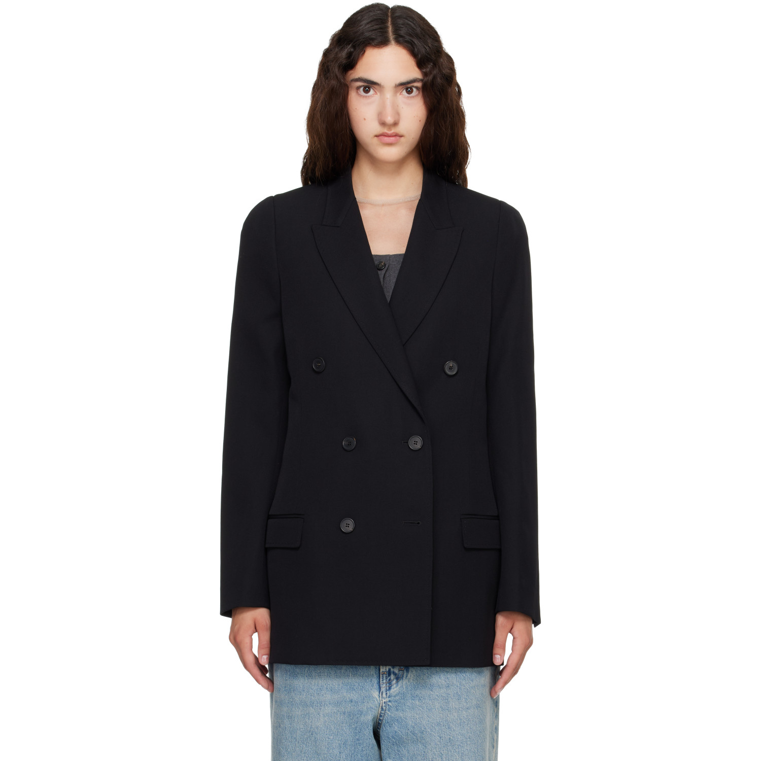 Maison Margiela Black Double Breasted Wool Blazer
