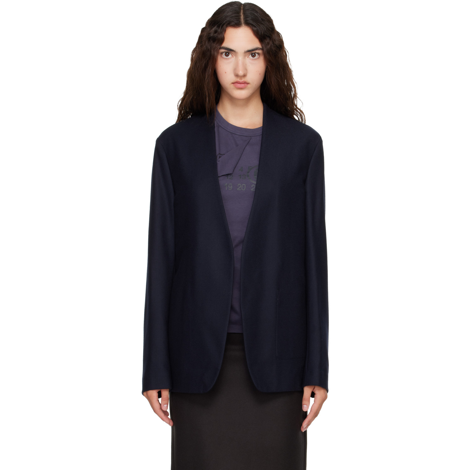 Maison Margiela Navy Minimal Virgin Wool Blazer