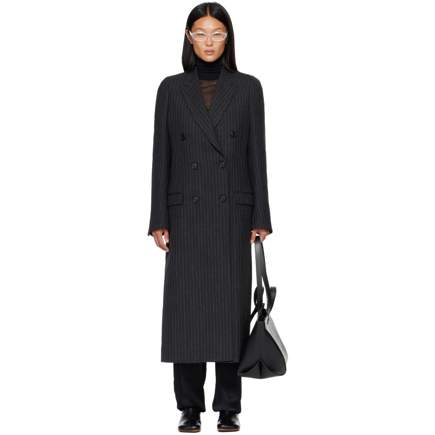 Maison Margiela Black & Gray Double Breasted Coat