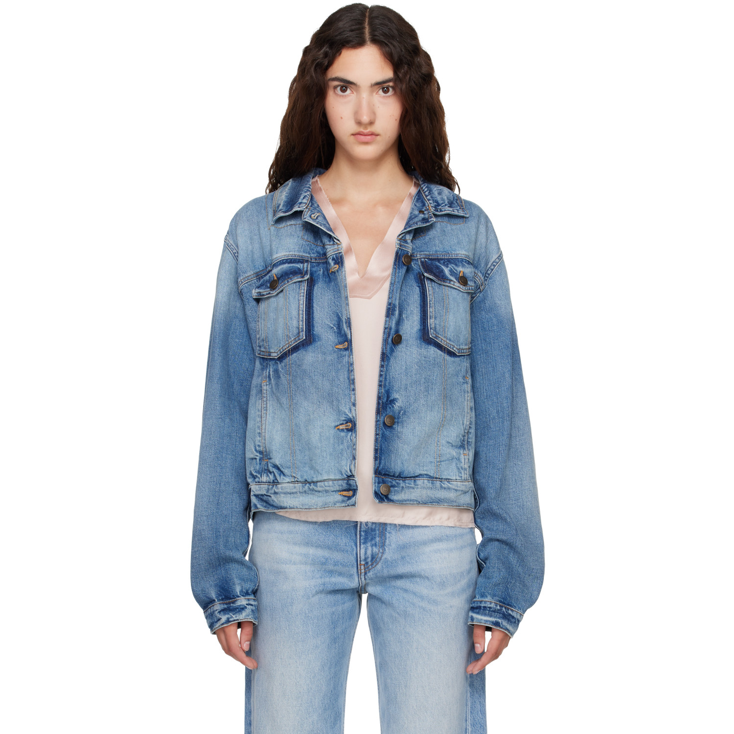 Maison Margiela Blue Folded Collar Denim Jacket