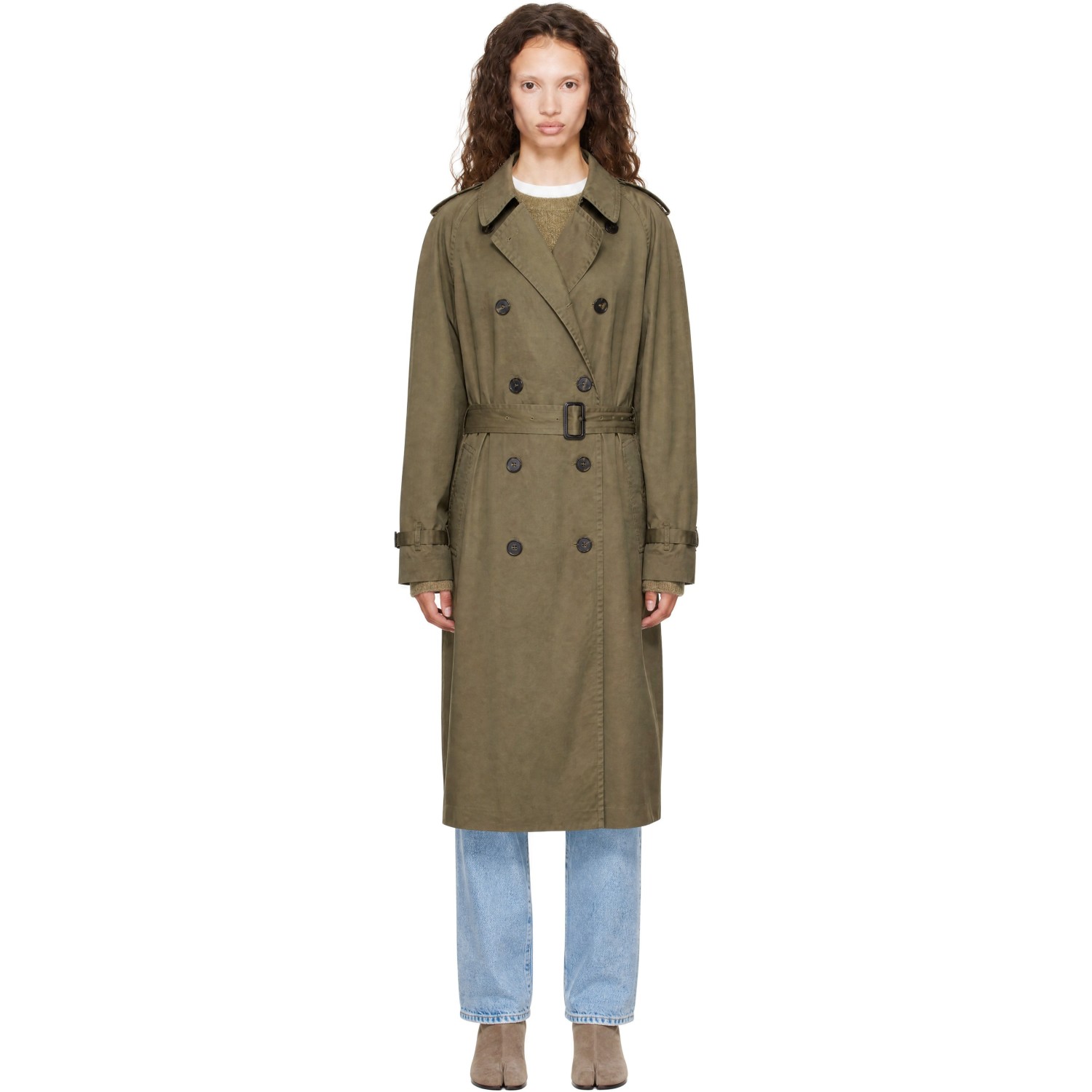 Maison Margiela Khaki Double-Breasted Trench Coat