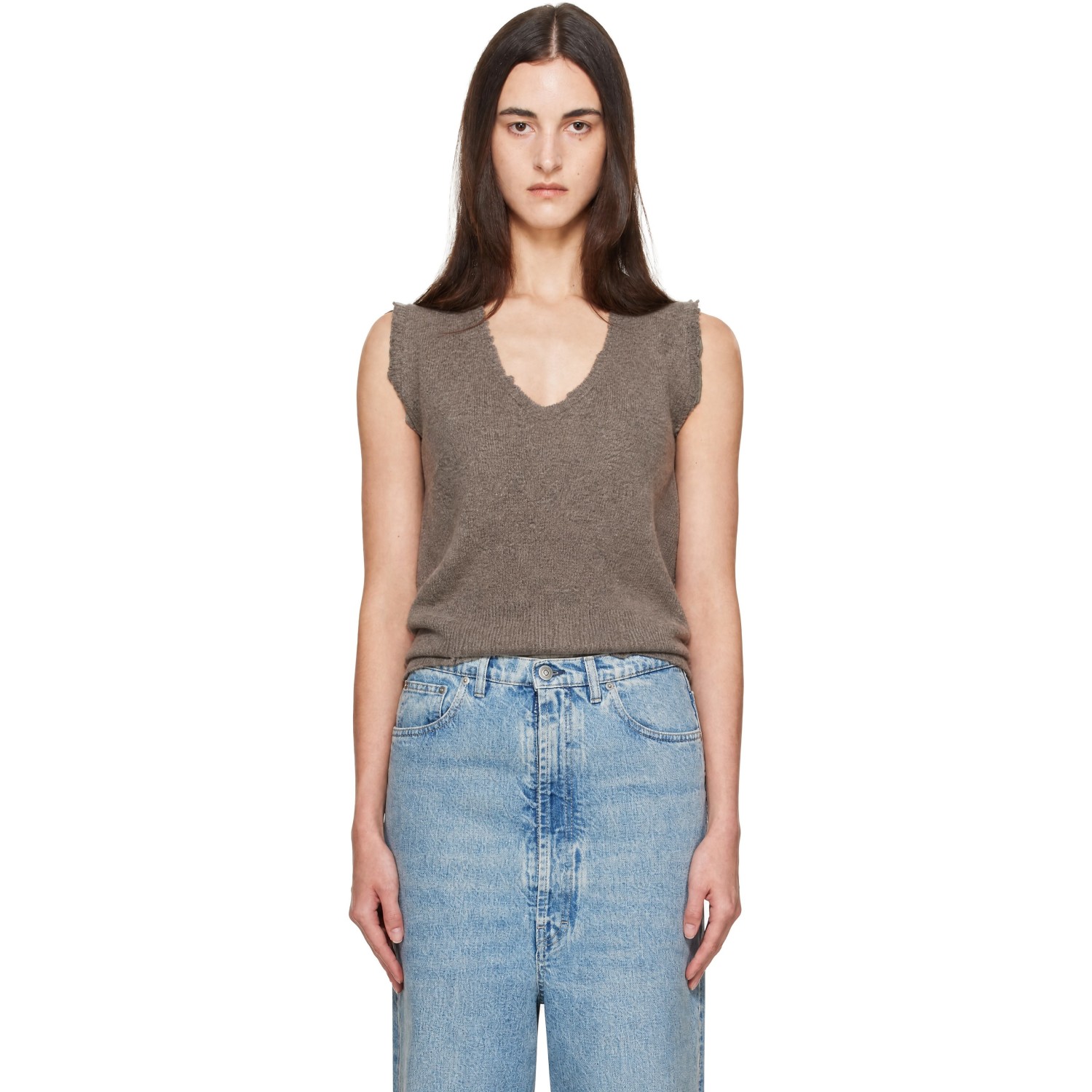 Maison Margiela Taupe Lived In Sweater Vest