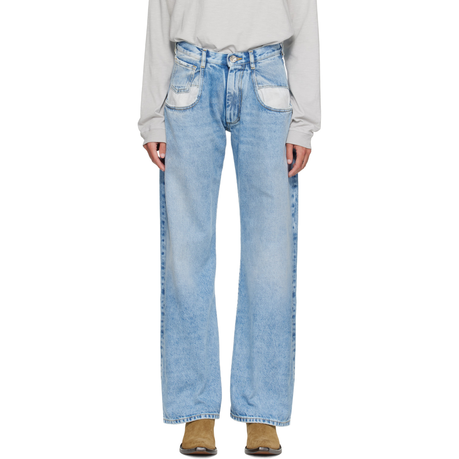 Maison Margiela Blue Contrasted Pockets Straighte Jeans