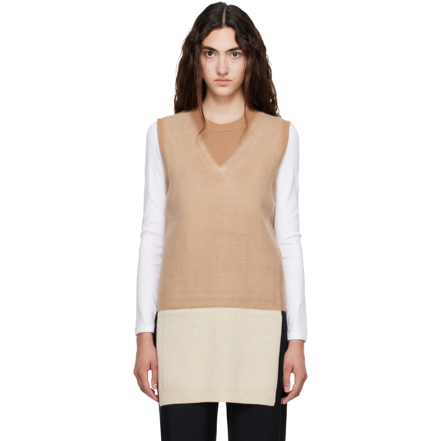 Maison Margiela Tan & Beige Fused Knit Vest