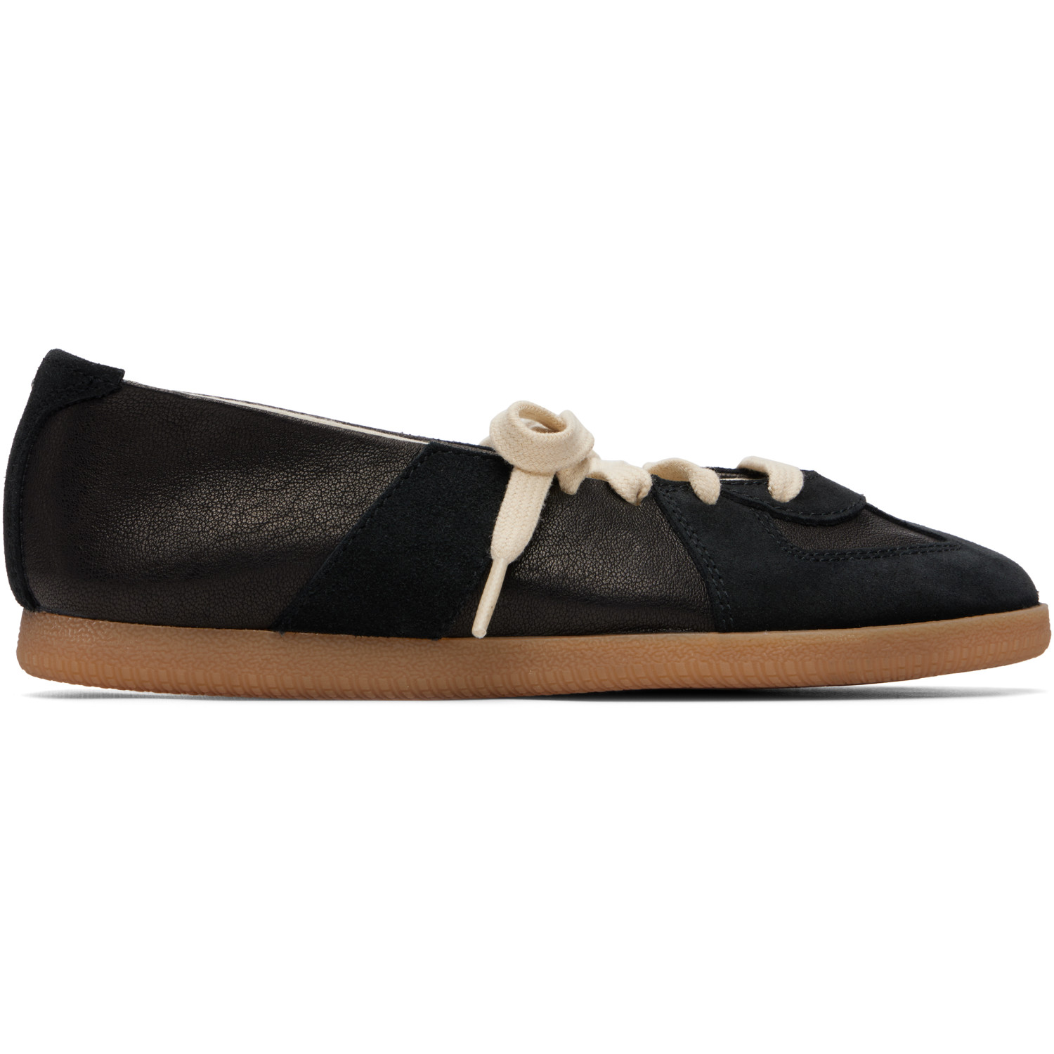 Maison Margiela Black Replica Soft Laced Ballerina Flats