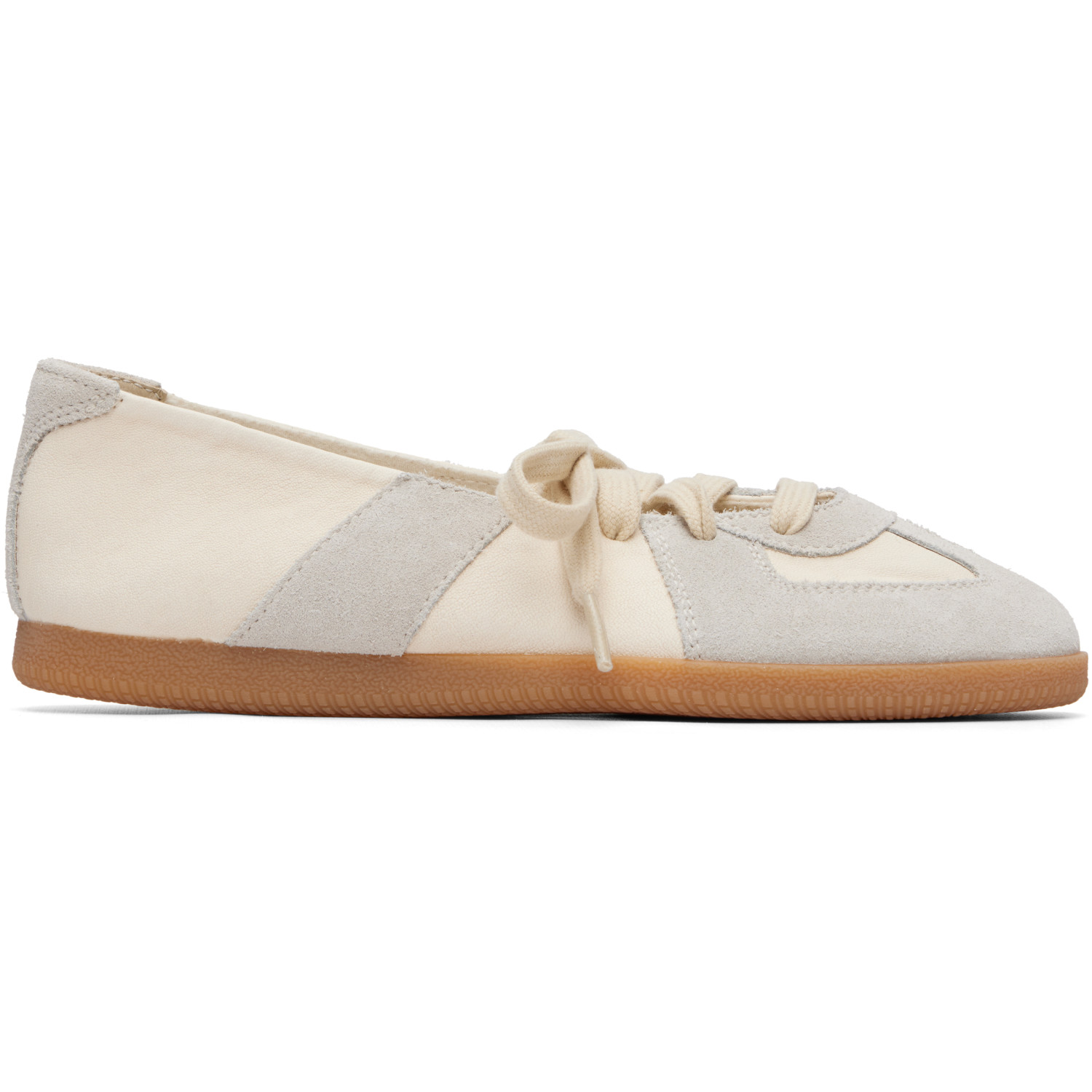 Maison Margiela Off-White & Gray Replica Soft Laced Ballerina Flats