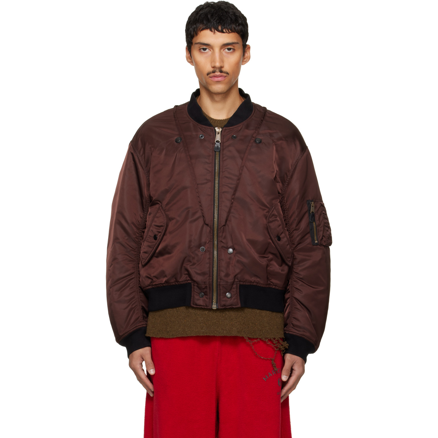 Maison Margiela Brown & Black Reversible Bomber Jacket