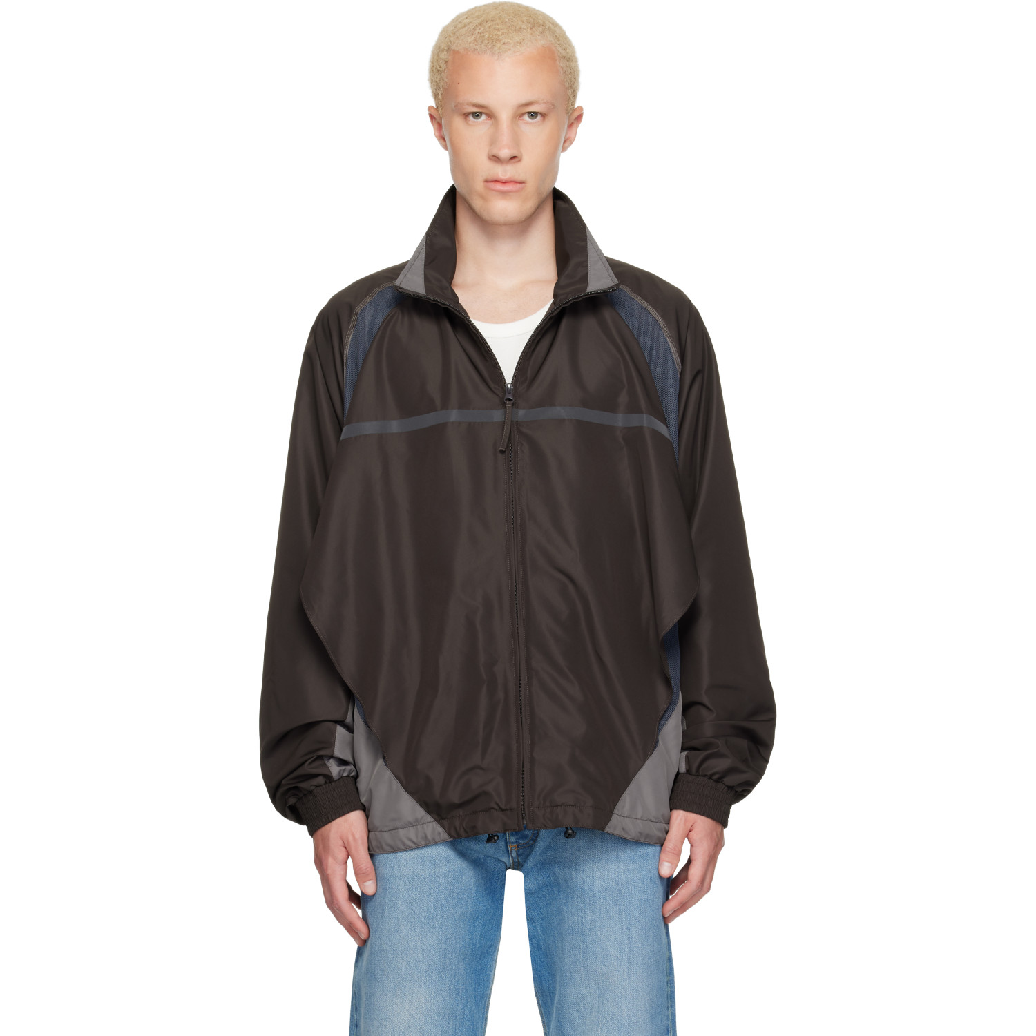 Maison Margiela Brown Contrast Panel Track Jacket