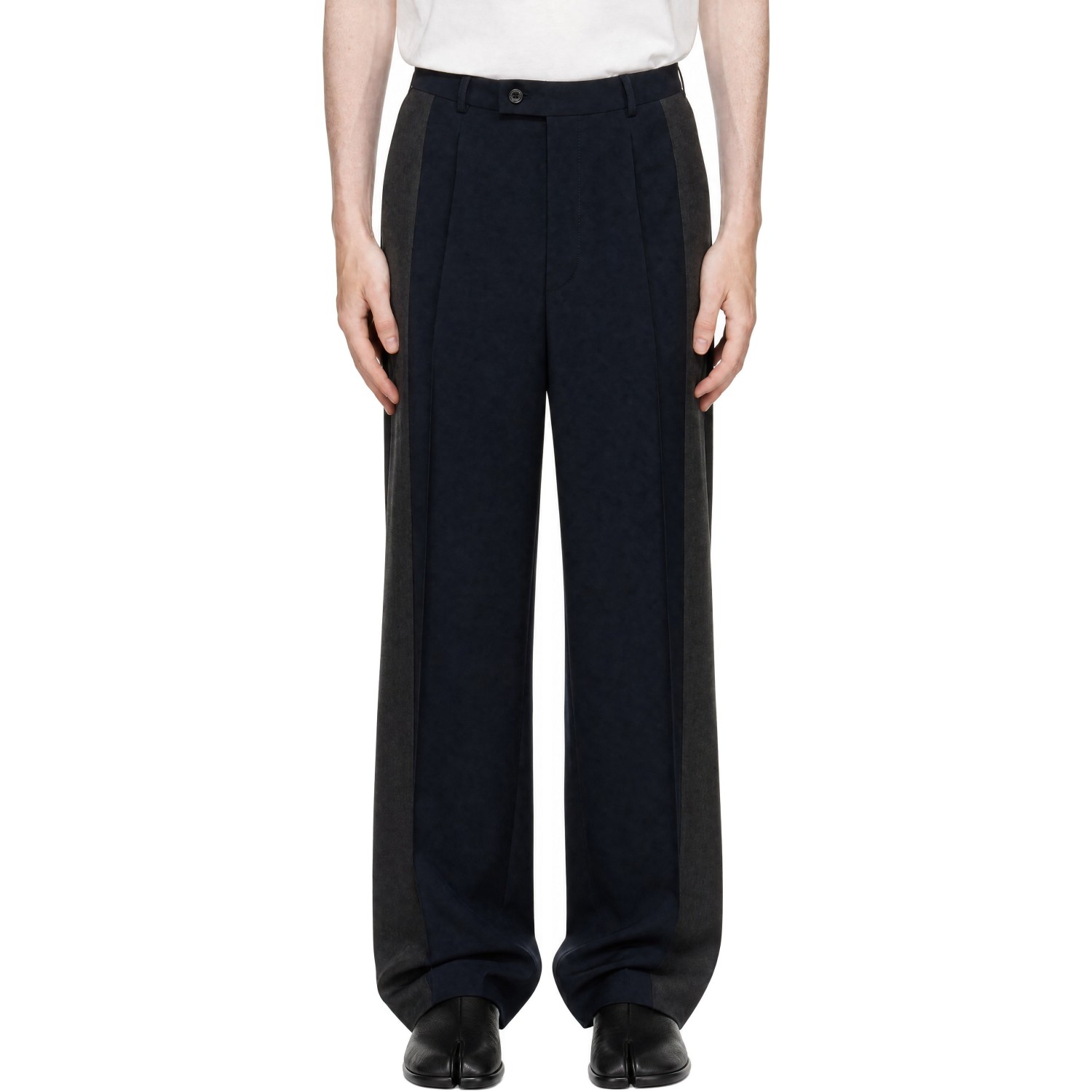 Maison Margiela Navy & Gray Two-Tone Wool Trousers