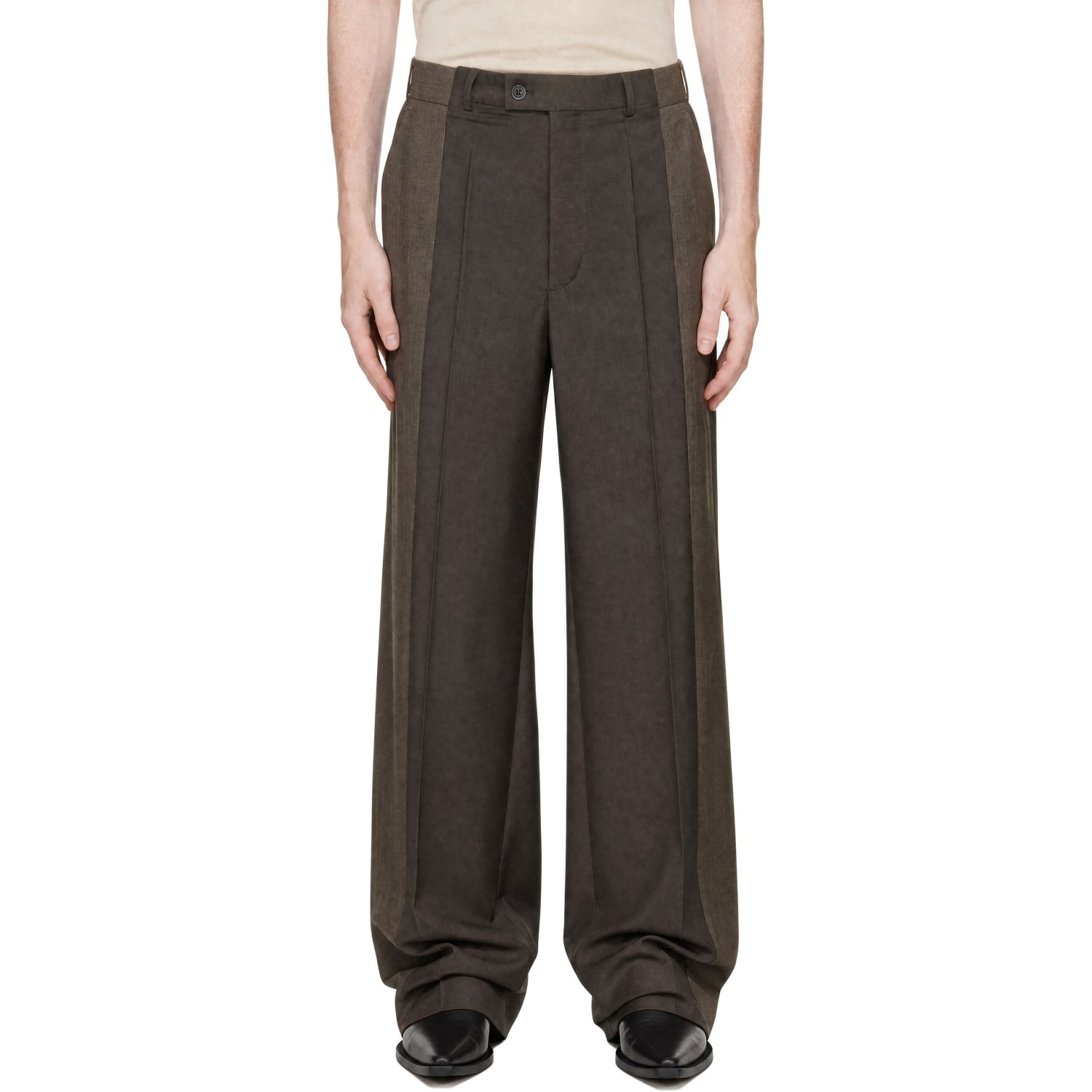Maison Margiela Taupe Two-Tone Wool Trousers