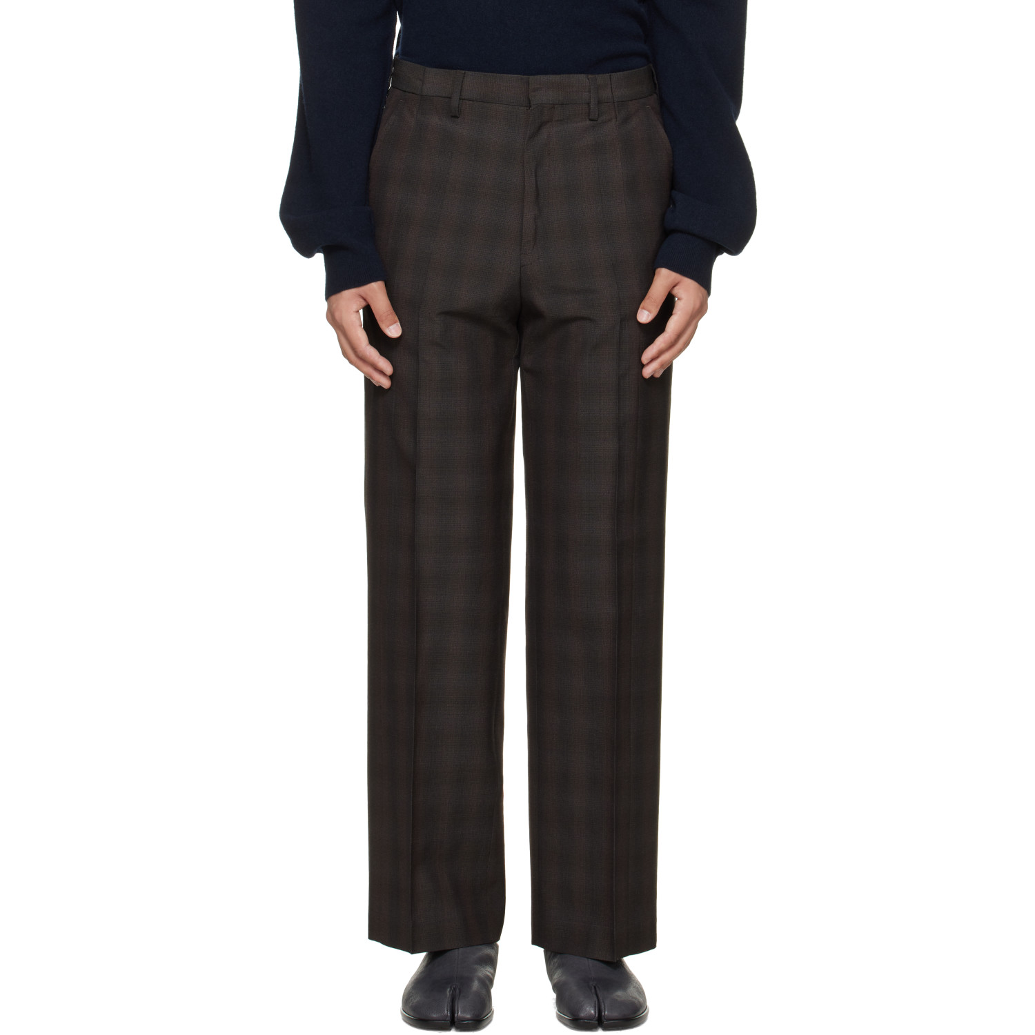 Maison Margiela Brown Checkered Regular Tailored Trousers