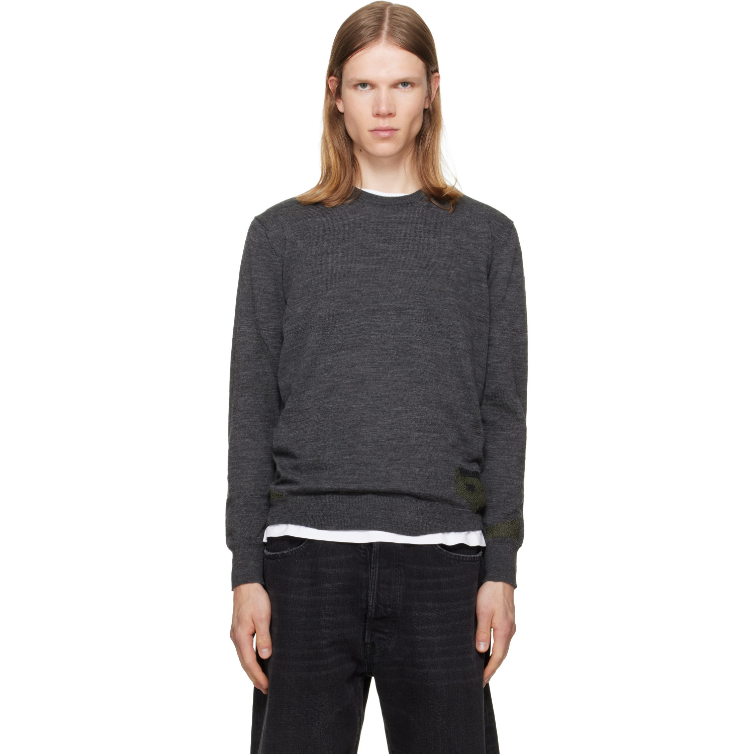 Maison Margiela Gray Wool-Blend Patch Sweater