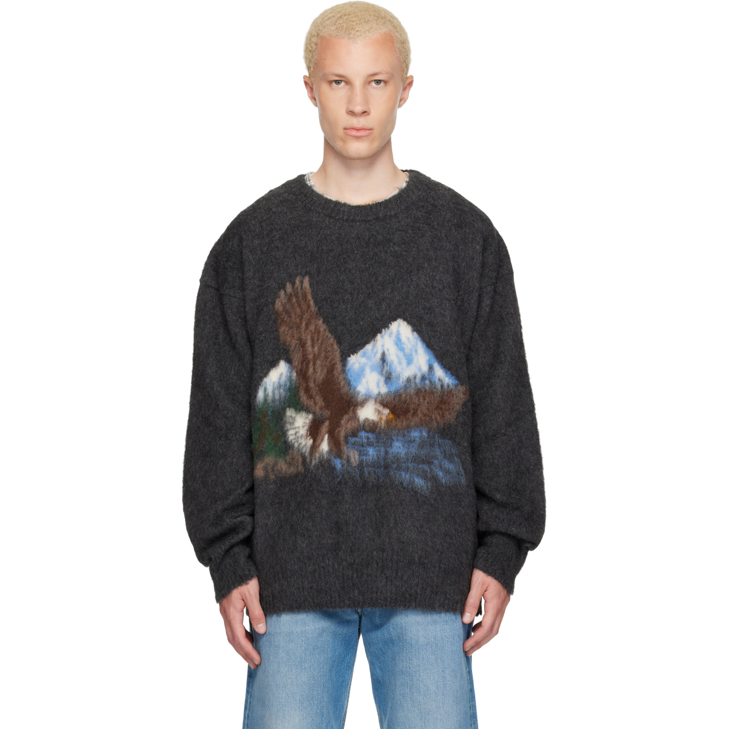 Maison Margiela Gray Brushed Eagle Sweater