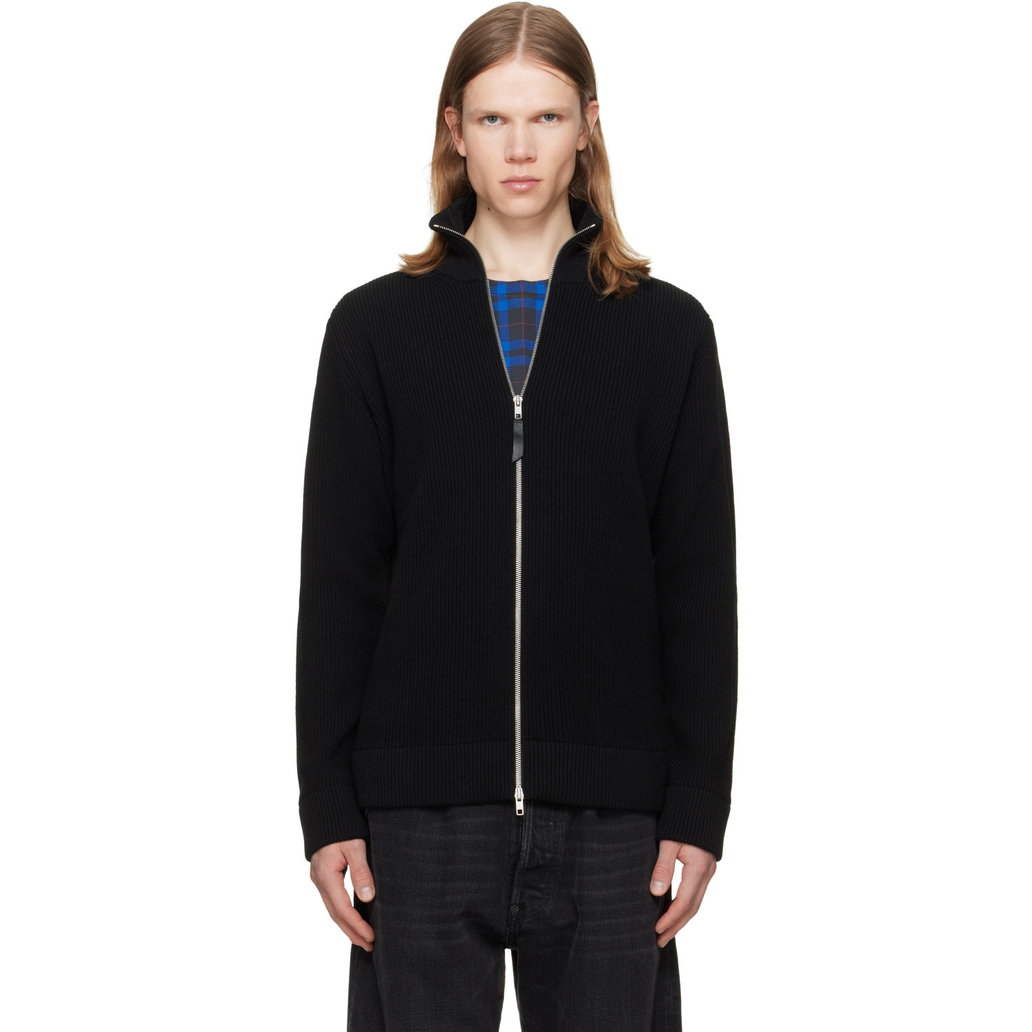 Maison Margiela Black Knit Zip-Up Sweater