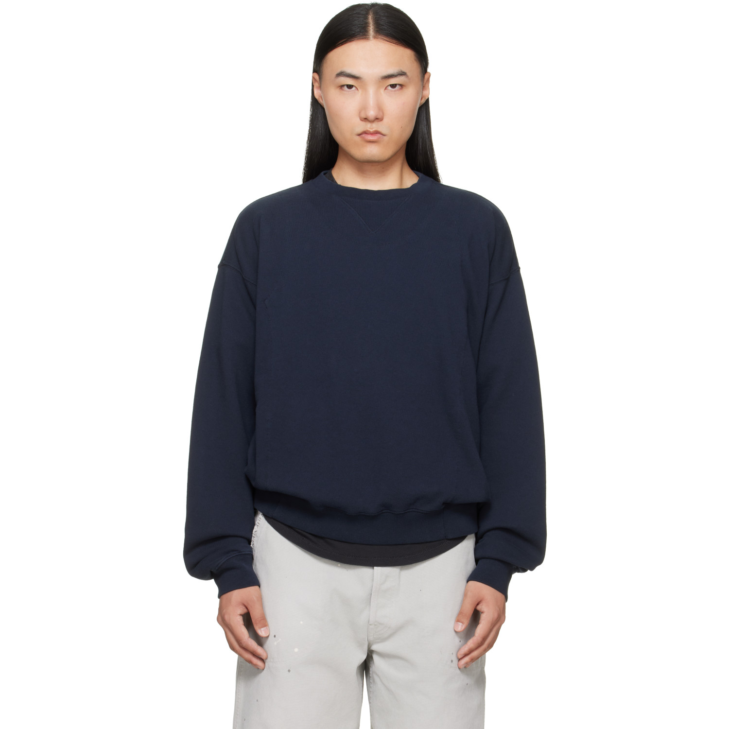 Maison Margiela Navy Double-Layer Cotton Sweatshirt