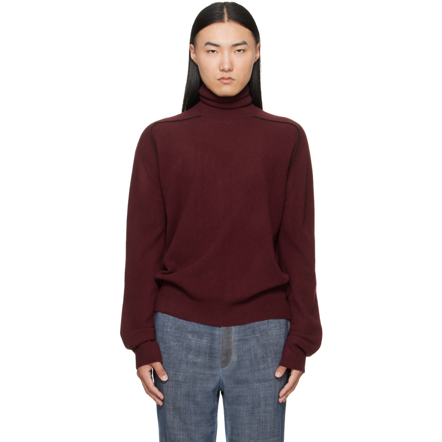Maison Margiela Burgundy Virgin Wool Turtleneck