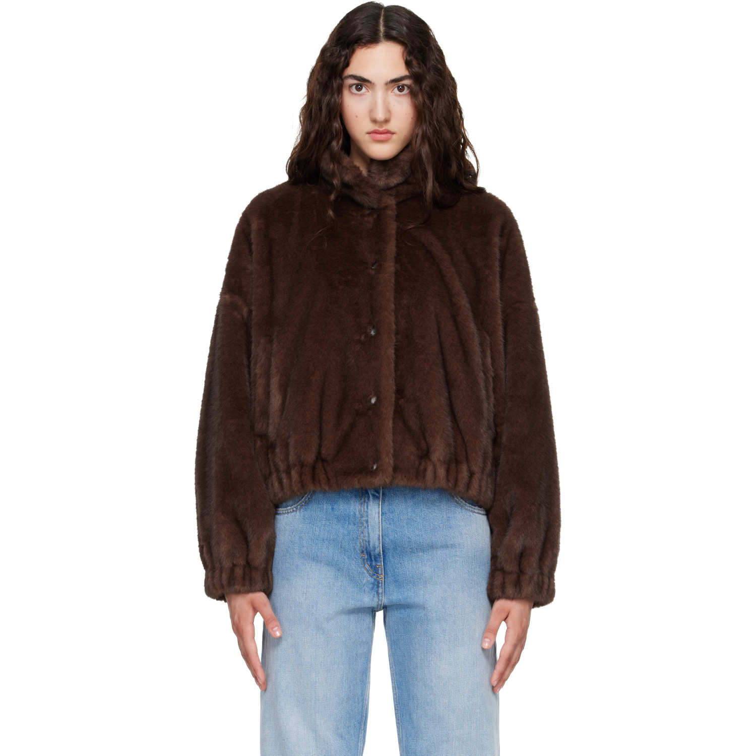 Weekend Max Mara Brown Anemone Faux-Fur Jacket