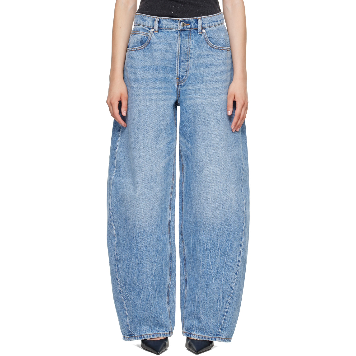 Alexander Wang Blue Crystal Blow Up Jeans