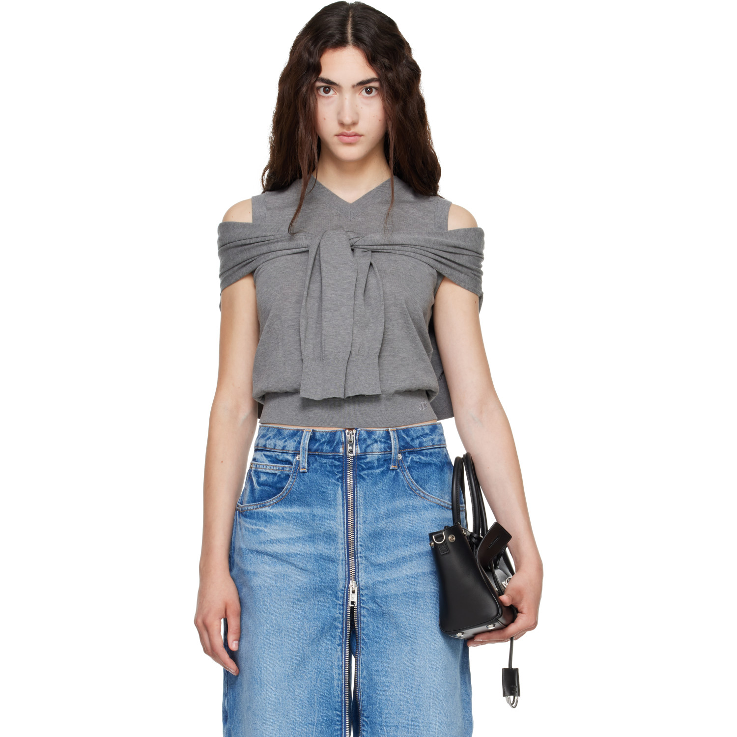 Alexander Wang Gray Wrapped Cardigan Vest