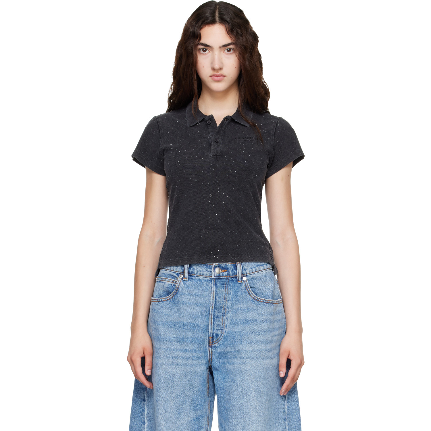 Alexander Wang Black Shrunken Polo
