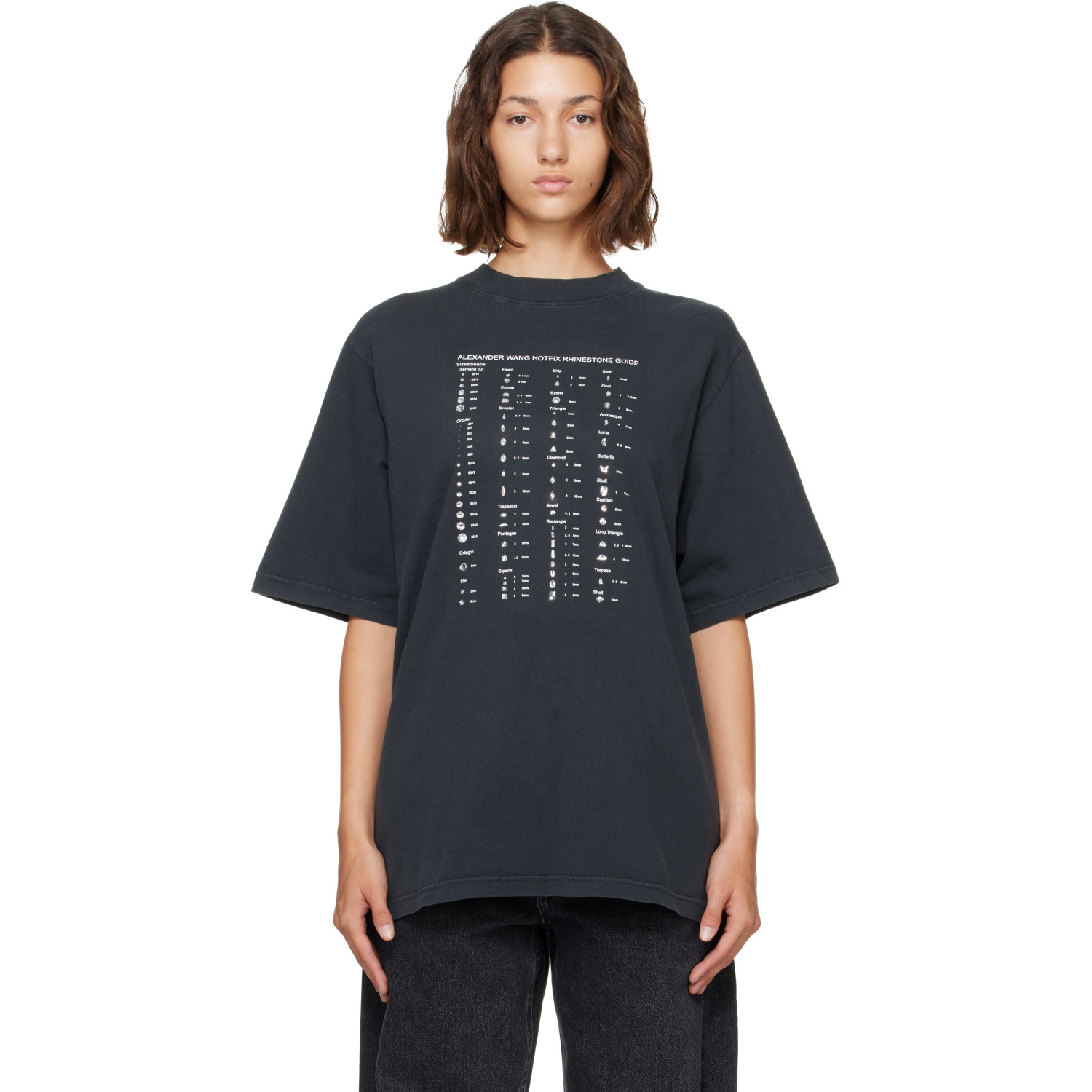 Alexander Wang Black Crystal Hotfix Graphic T-shirt