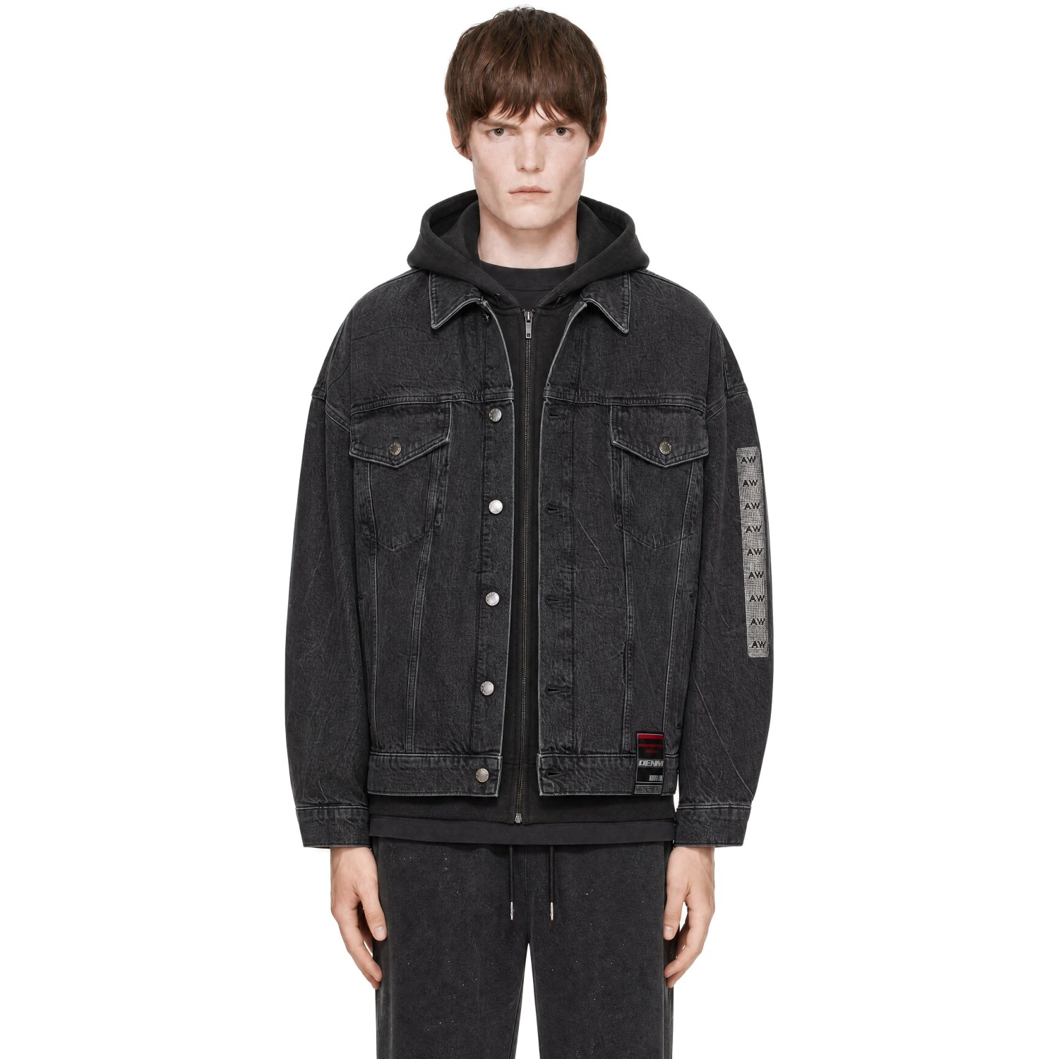 Alexander Wang Gray Flasher Graphic Oversized Denim Trucker Jacket