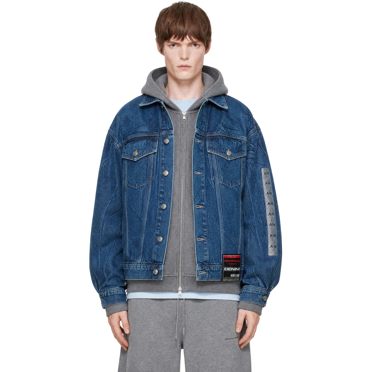 Alexander Wang Blue Flasher Graphic Oversized Denim Trucker Jacket