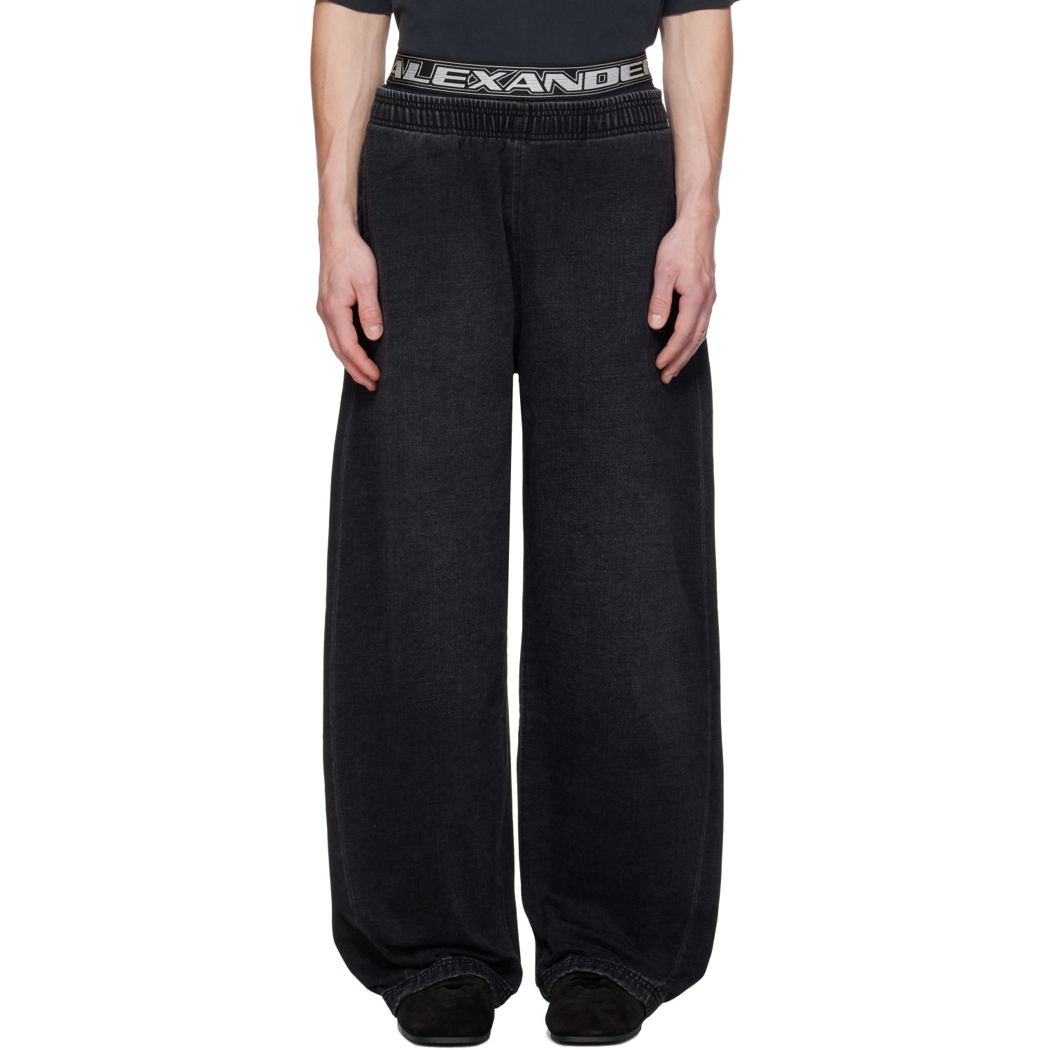 Alexander Wang Black Pre-Styled Brushed Denim Sweatpants