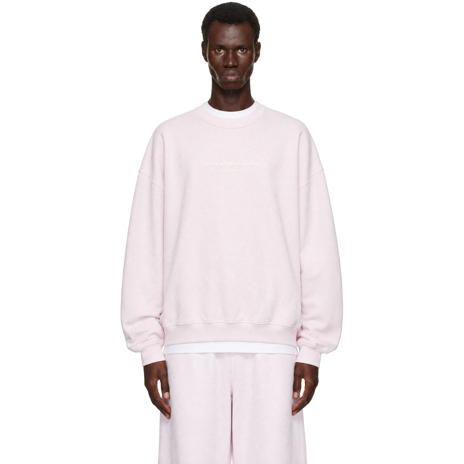 Alexander Wang Pink Oversized Logo Print Sweatshirt
