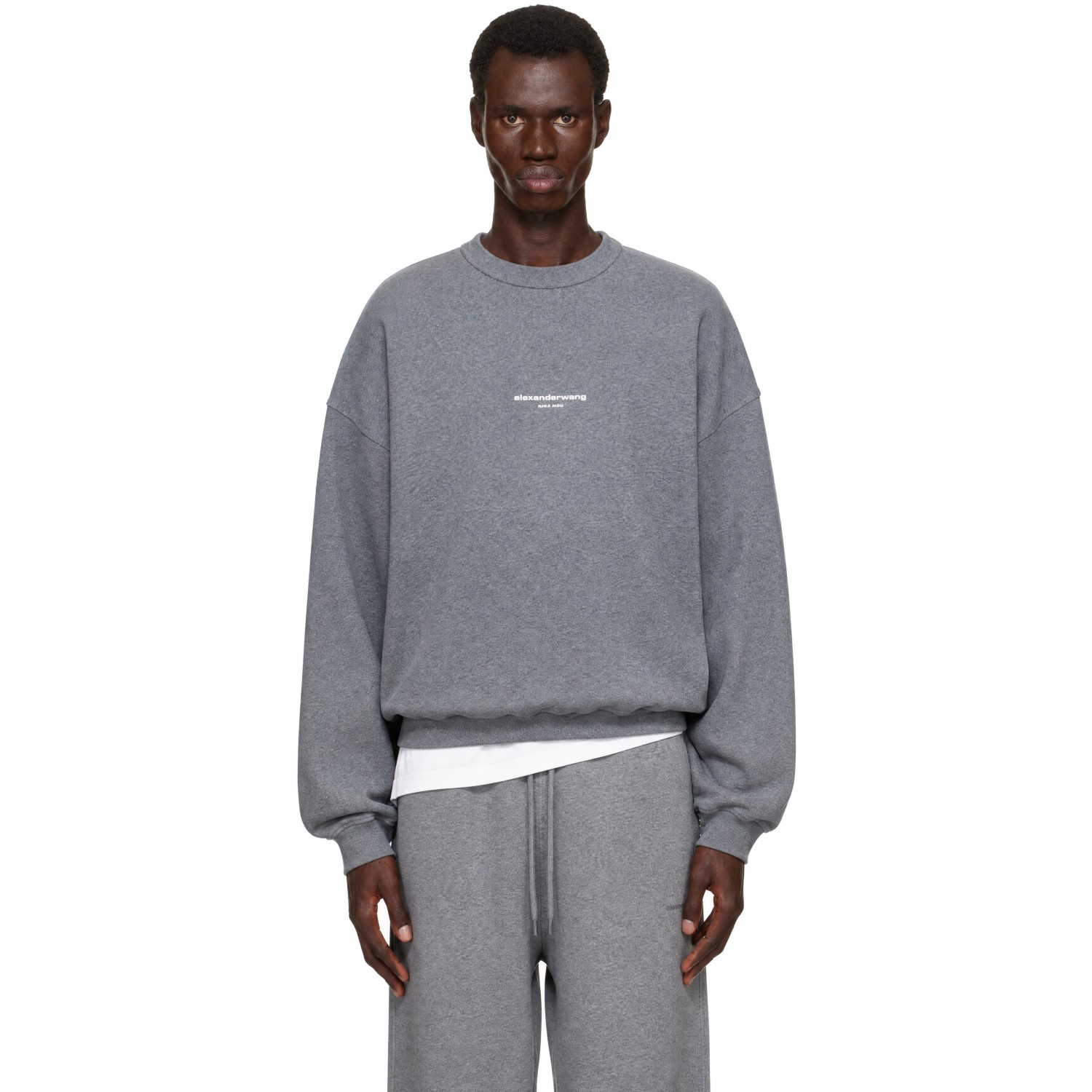 Alexander Wang Gray Oversized Logo Print Sweatshirt