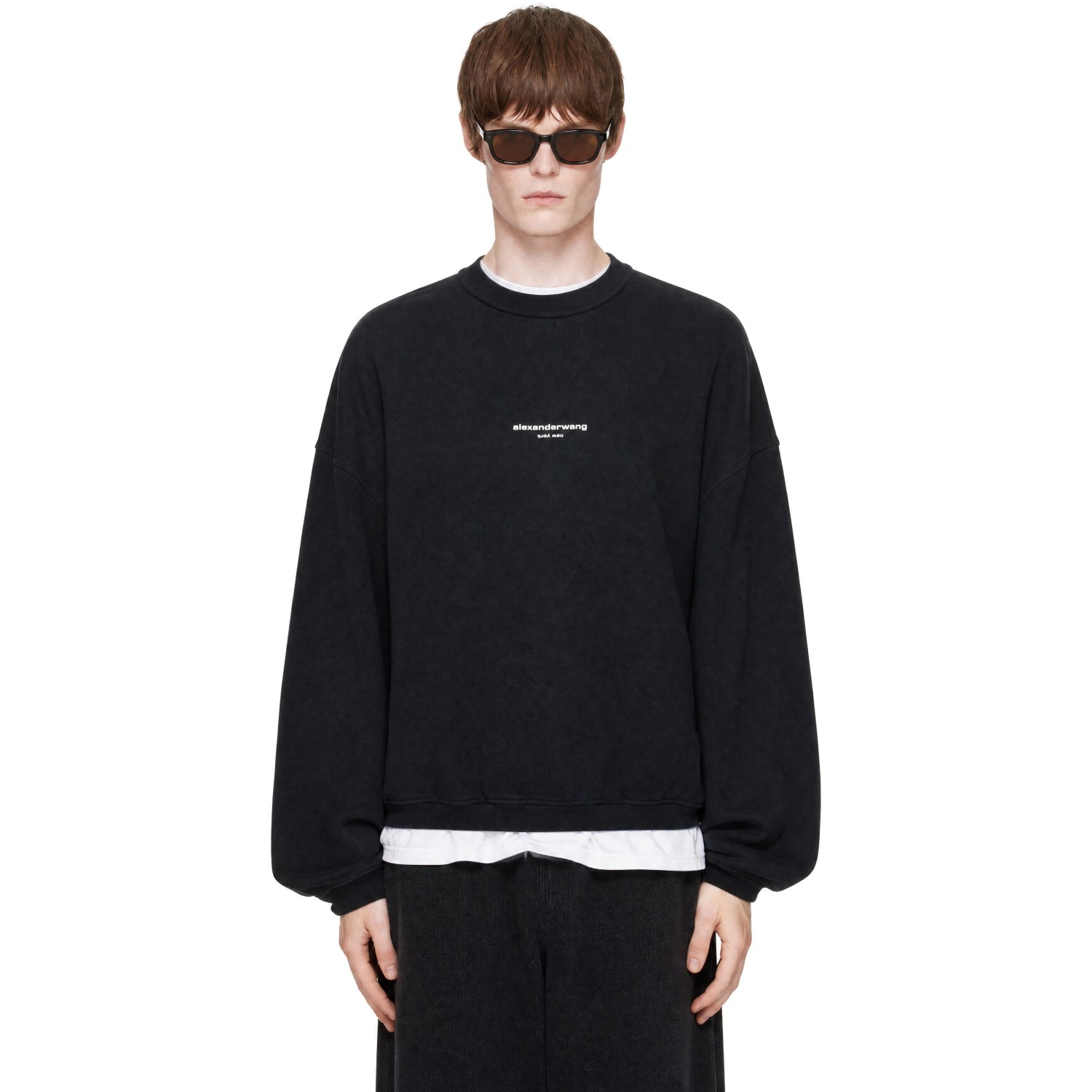 Alexander Wang Black Oversized Logo Print Sweatshirt