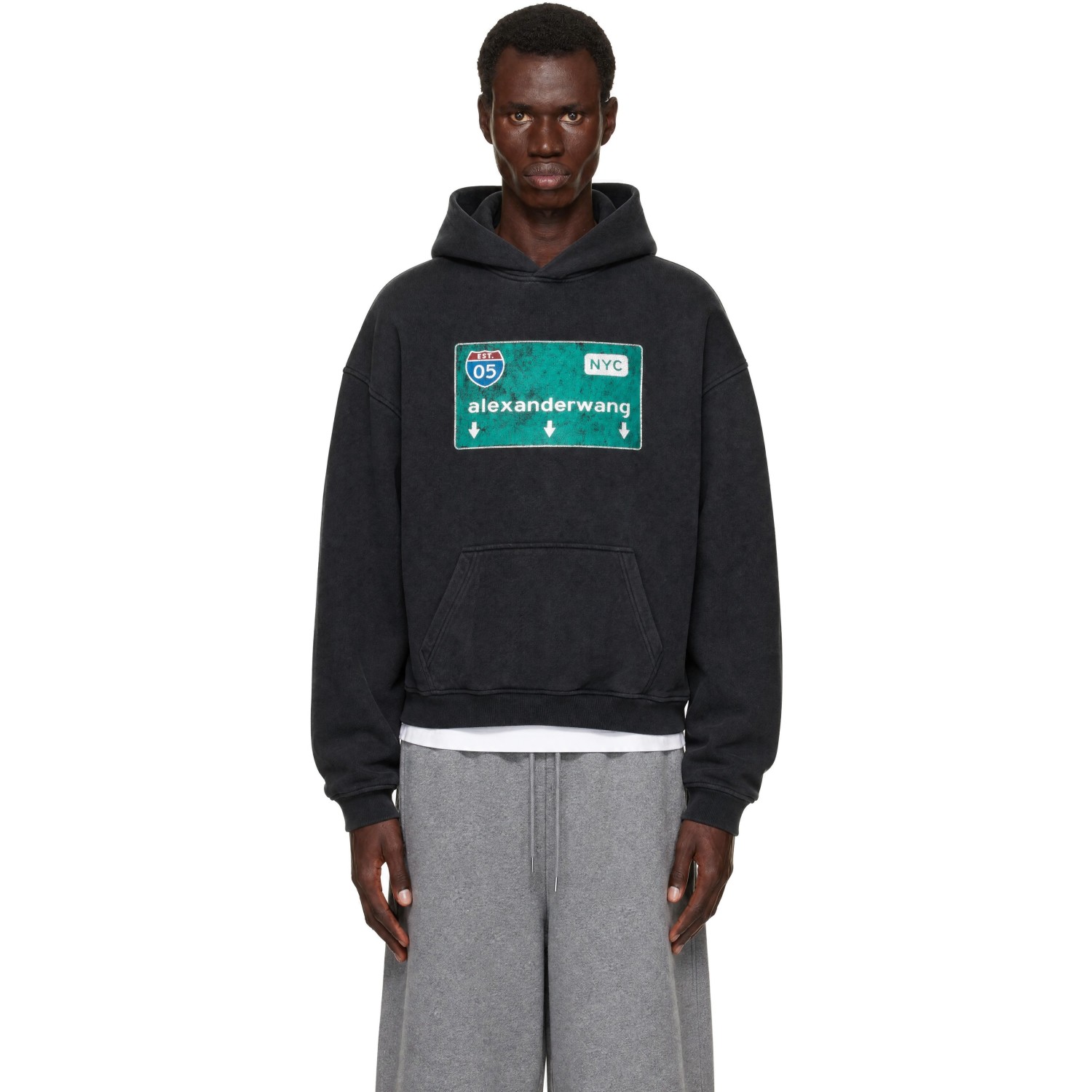 Alexander Wang Black Street Sign Graphic Hoodie