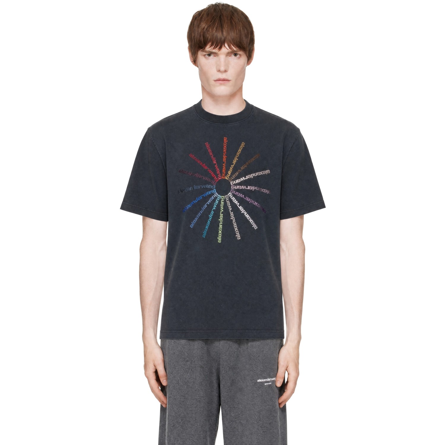 Alexander Wang Black Crystal Hotfix Pinwheel T-shirt