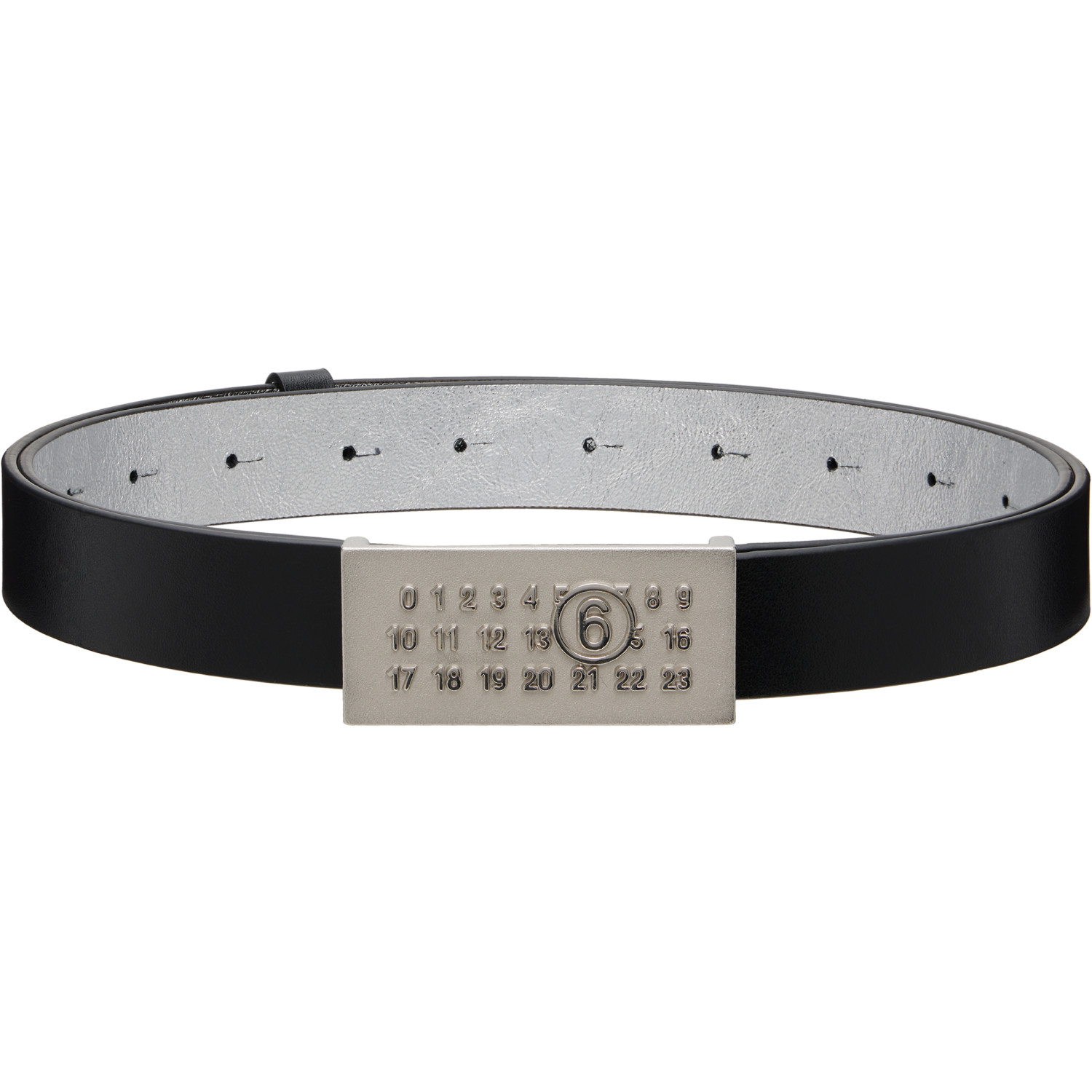 MM6 Maison Margiela Black Numeric Buckle Leather Belt