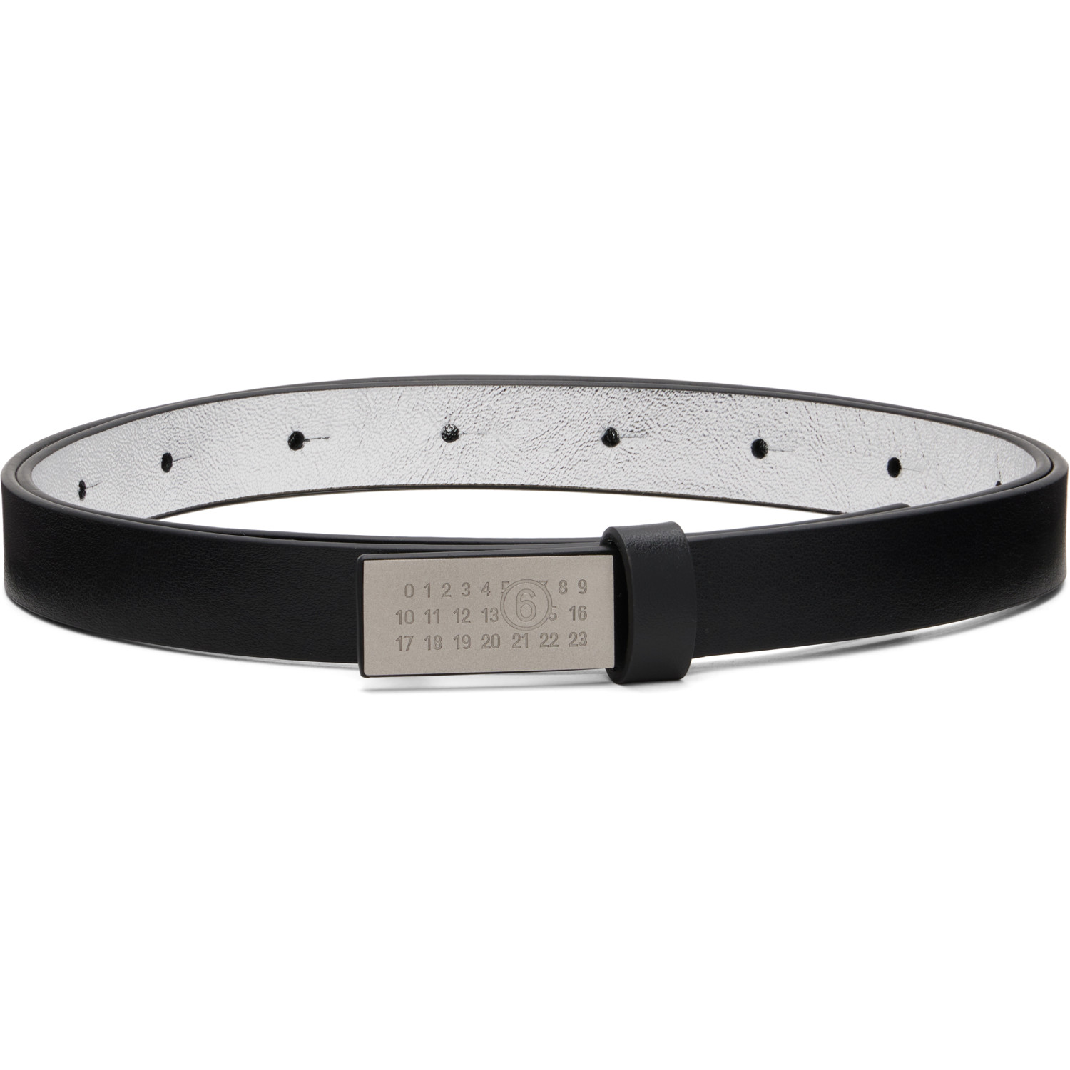 MM6 Maison Margiela Black Numeric Buckle Leather Belt