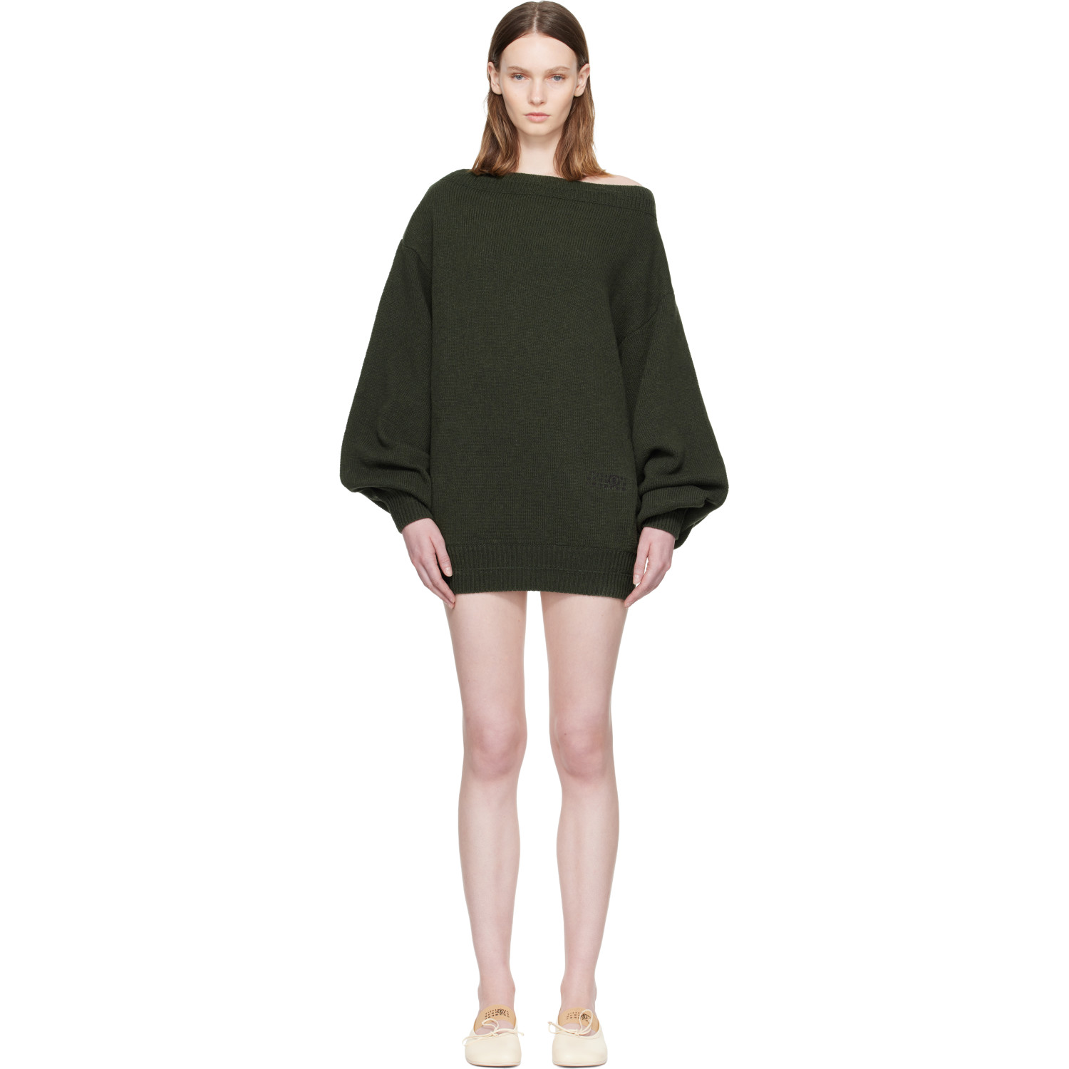 MM6 Maison Margiela Khkai Off-Shoulder Knit Minidress