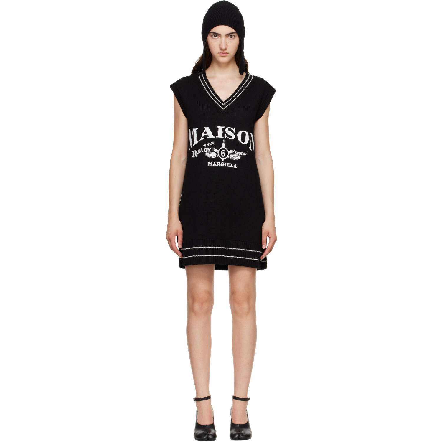 MM6 Maison Margiela Black Knitted Minidress