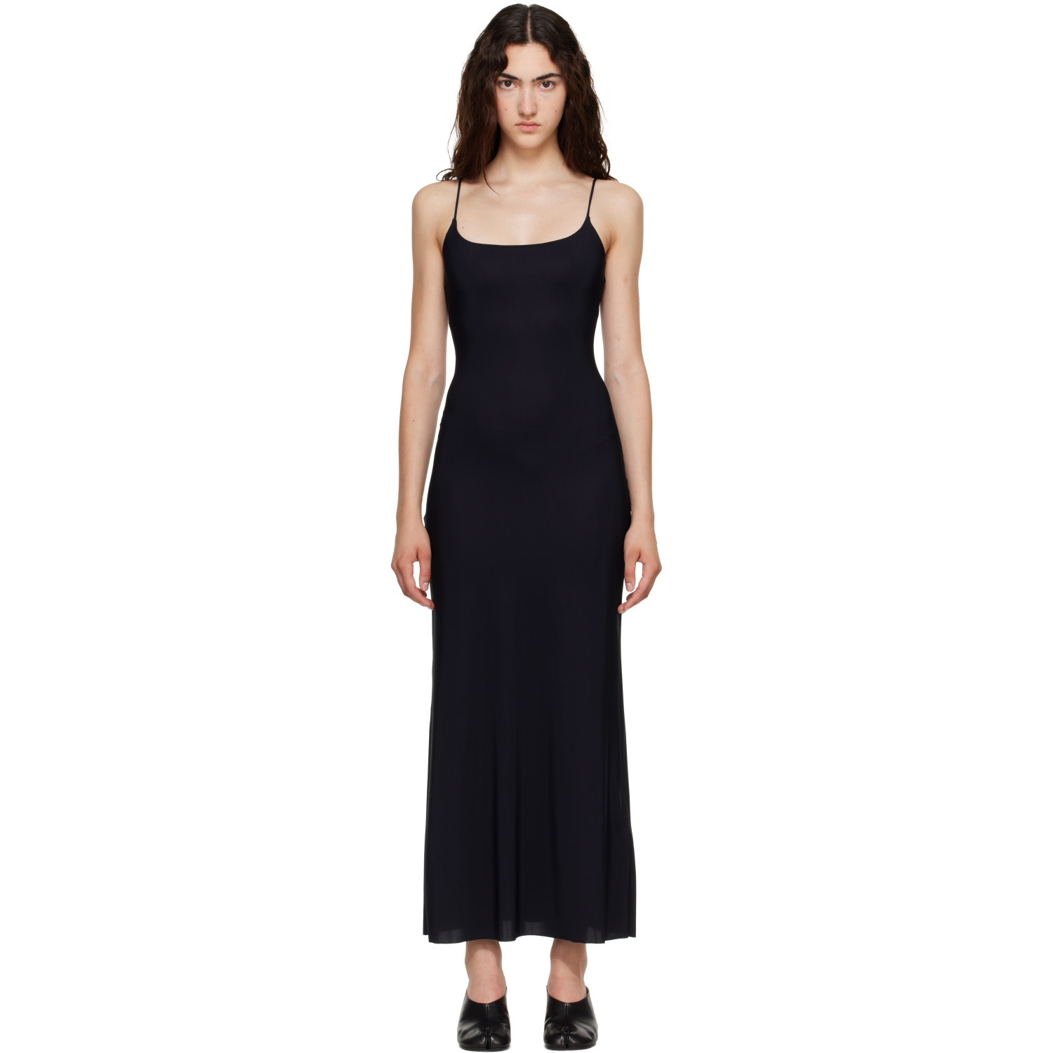 MM6 Maison Margiela Black Slip Maxi Dress